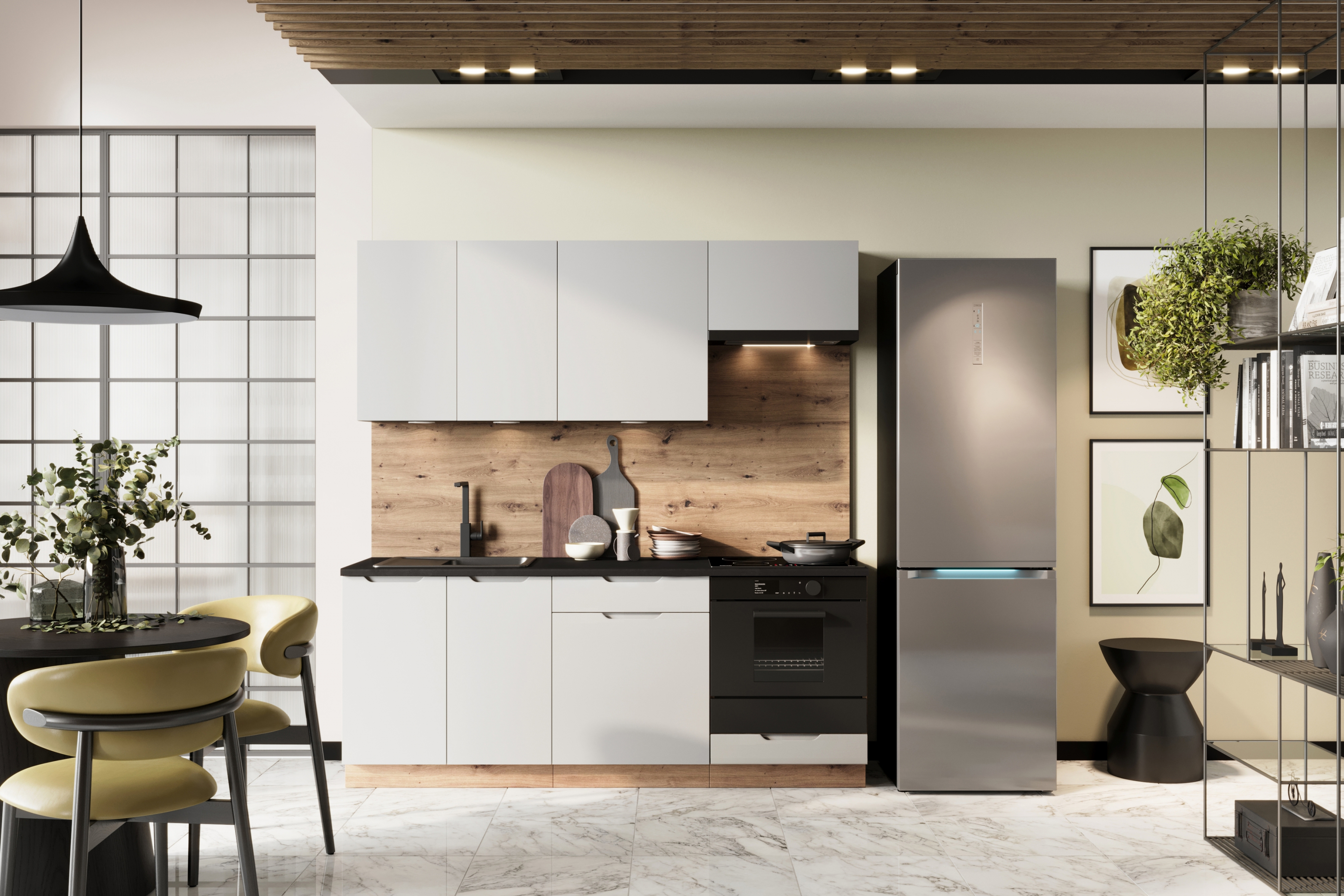 Čelo myčky Isabel 60 PZ - plný panel - světle šedý mat / dub artisan Přední část myčky nádobí 60cm se skrytým panelem Isabel 60 PZ - světlý šedá mat / dub artisan