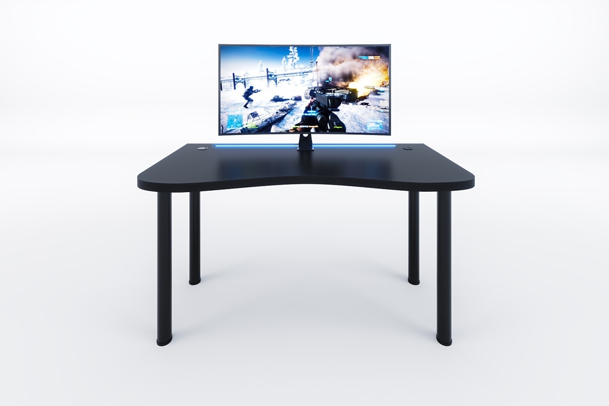 Výškově nastavitelný herní stůl Alin 120 cm s LED páskem - černá psací stůl gamingowe Alin 120 cm z regulacja wysokosci oraz tasma LED - Černý