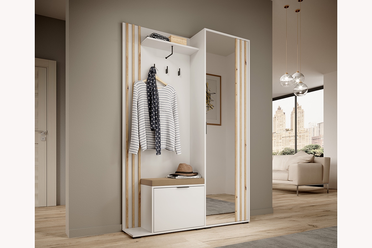 Šatník do predsiene Neria - biely / artisan Biela šatník do przepdokoju