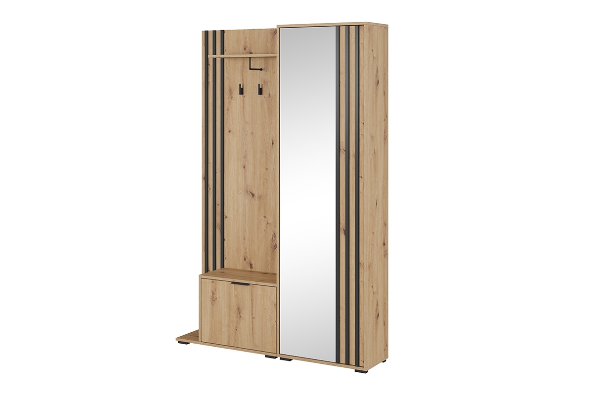 Predsieňová zostava Neria - dub artisan / čierna šatník do predsienie Neria - Dub artisan / Čierny