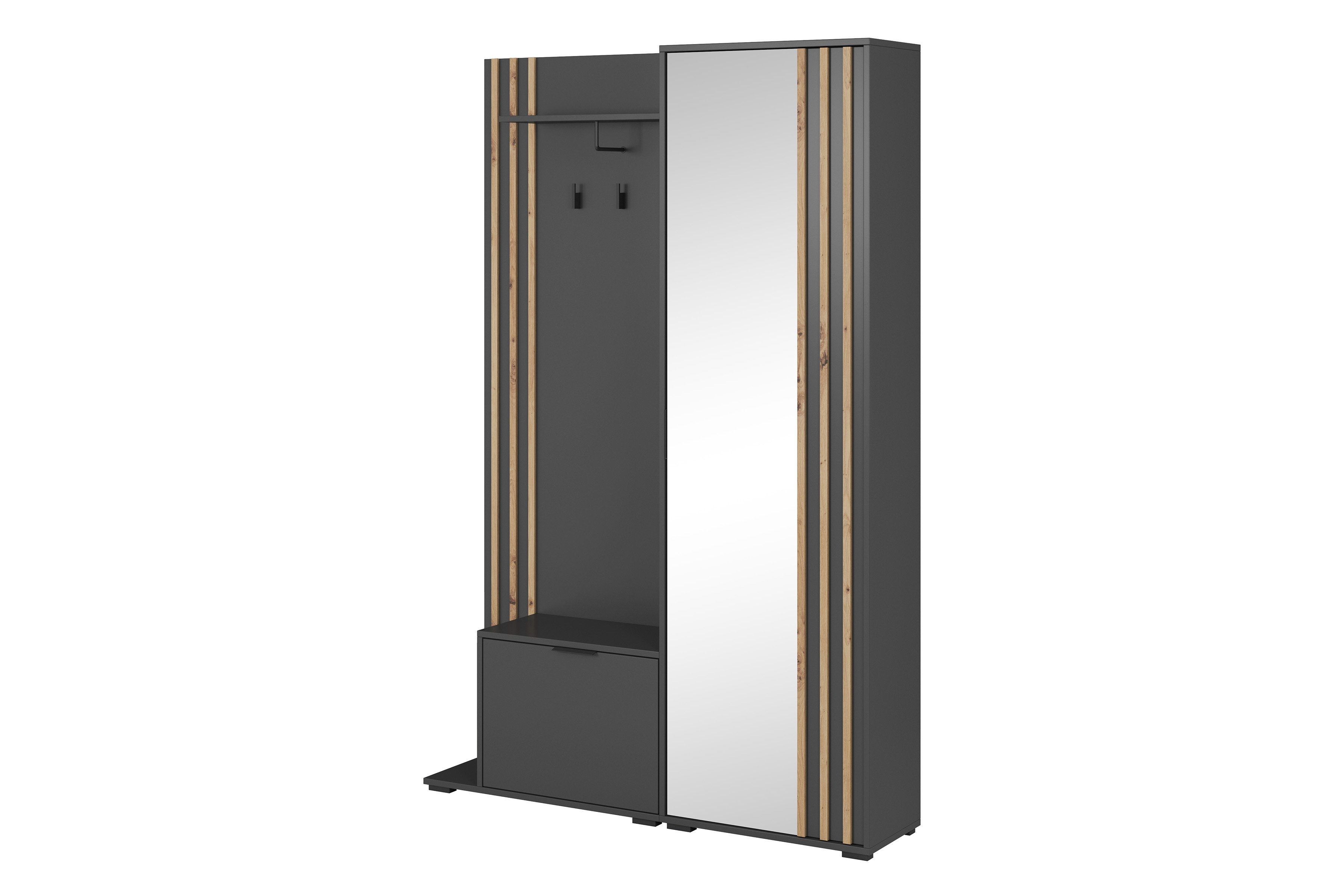 šatník do predsiene Neria - 131 cm - grafit / artisan šatník do predsienie Neria - grafit / artisan