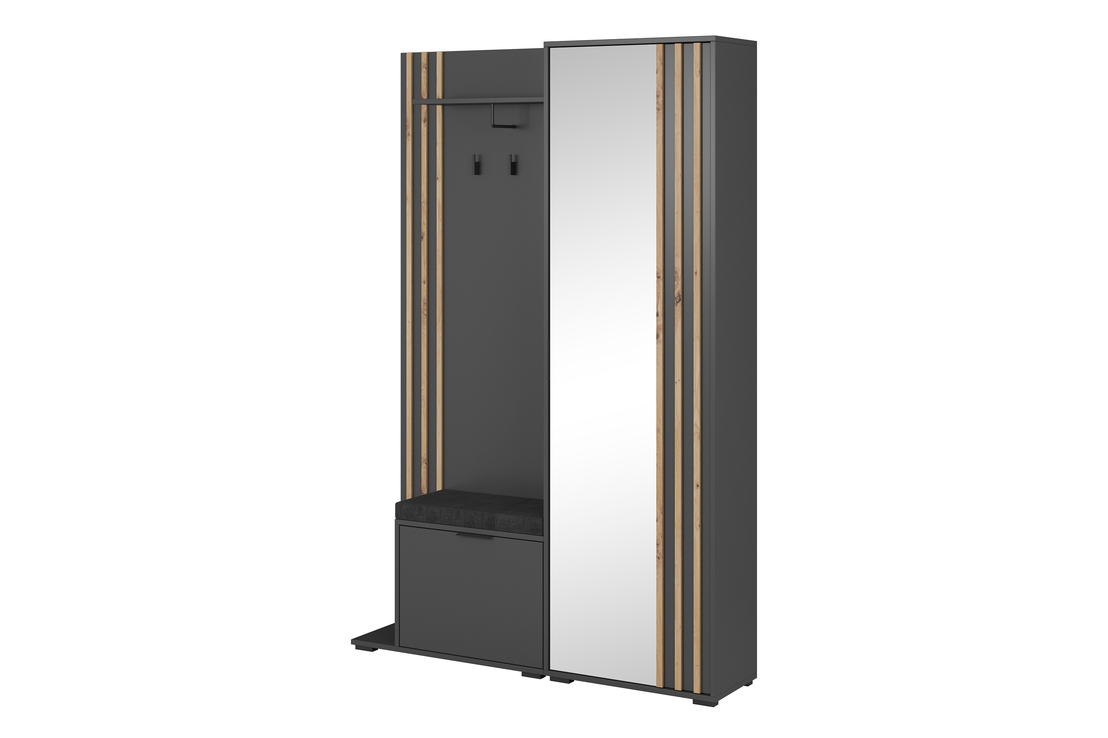 šatník do predsiene Neria - 131 cm - grafit / artisan šatník do predsienie Neria - grafit / artisan