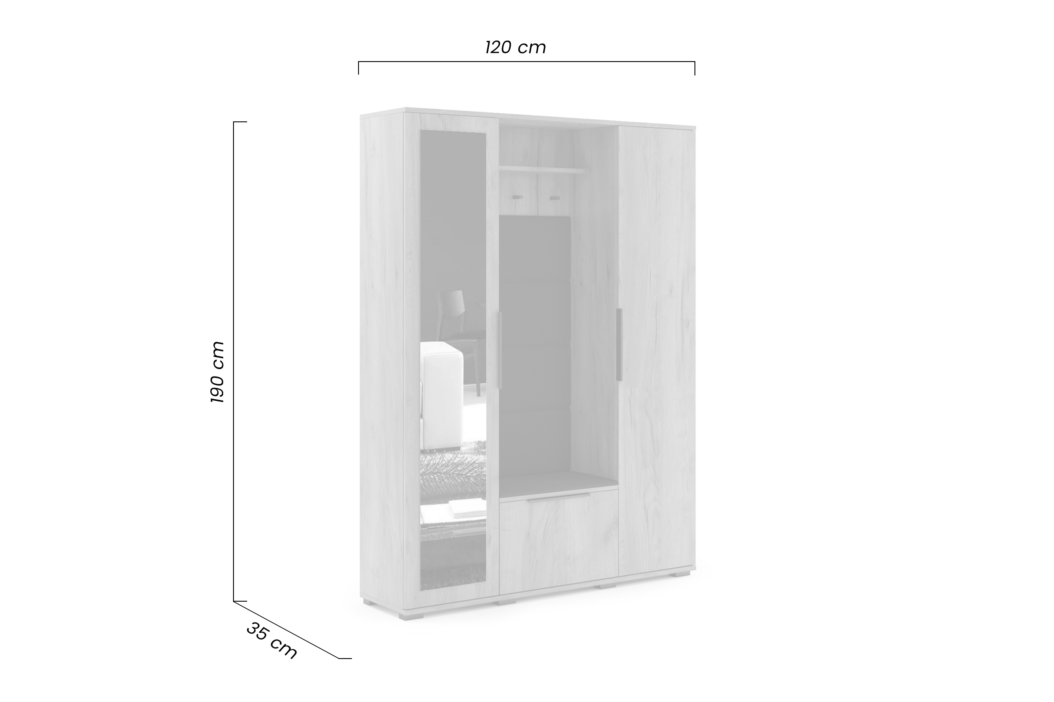 Šatní skříň Lemio 120 cm levá s čalouněným sedákem - dub craft / černá šatník Lemio s čalouněným sedákem 120 cm - craft/černá