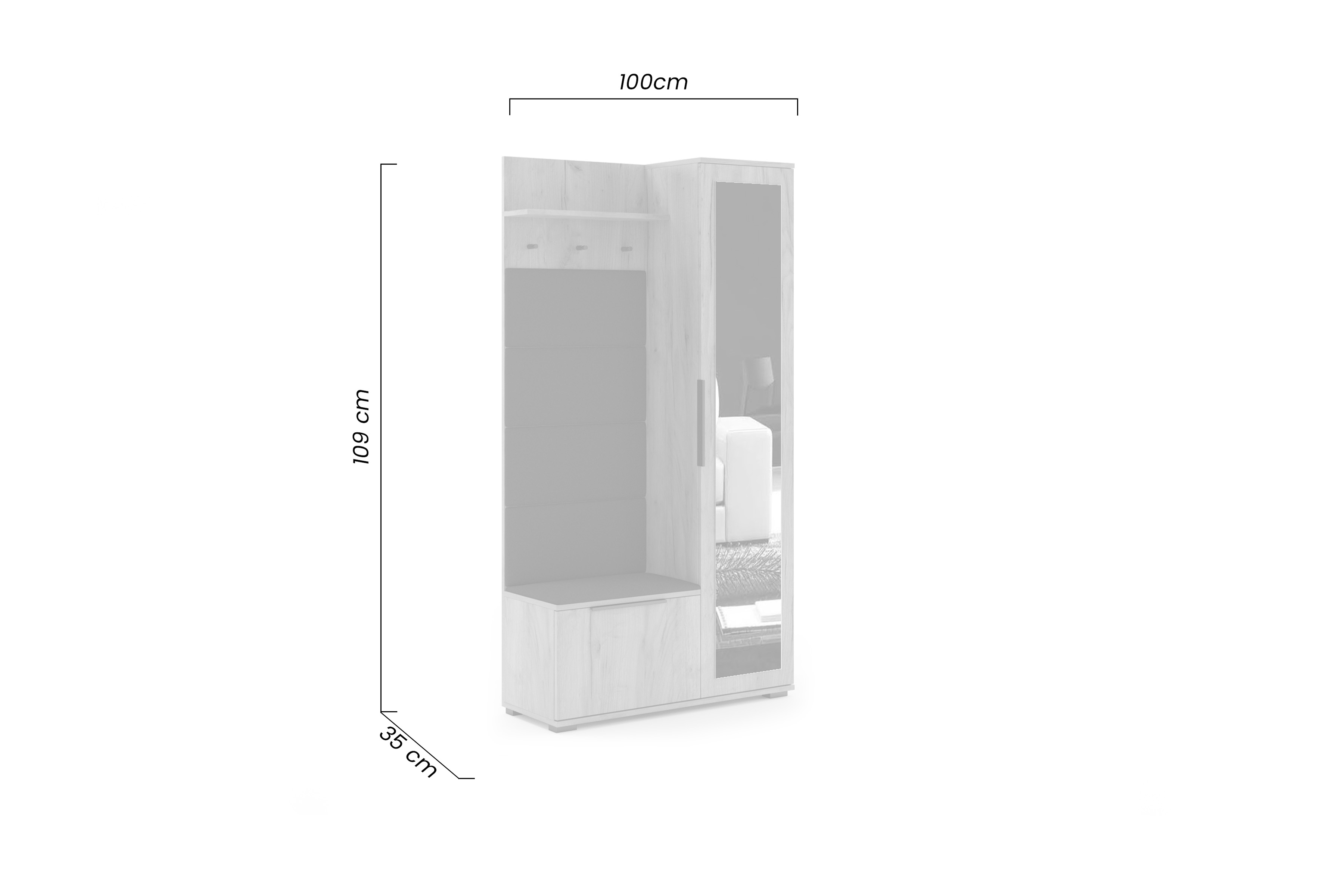 Šatní skříň Lofia 100 cm pravá s čalouněným sedákem - dub craft / černá šatník Lofia s čalouněným sedákem 100 cm - craft/černá