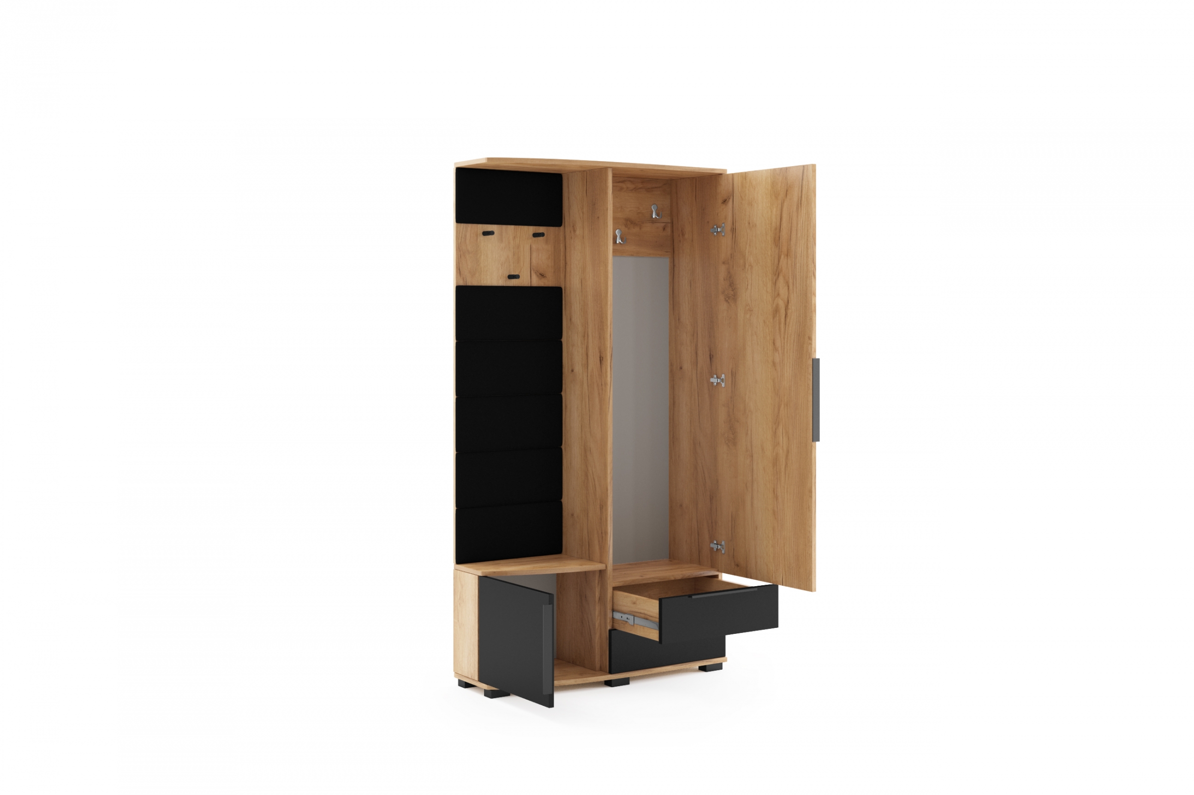 šatník Lutra čalúnená Pravostranná 100 cm - craft/Čierny šatník Lutra čalúnená 100 cm - craft/Čierny