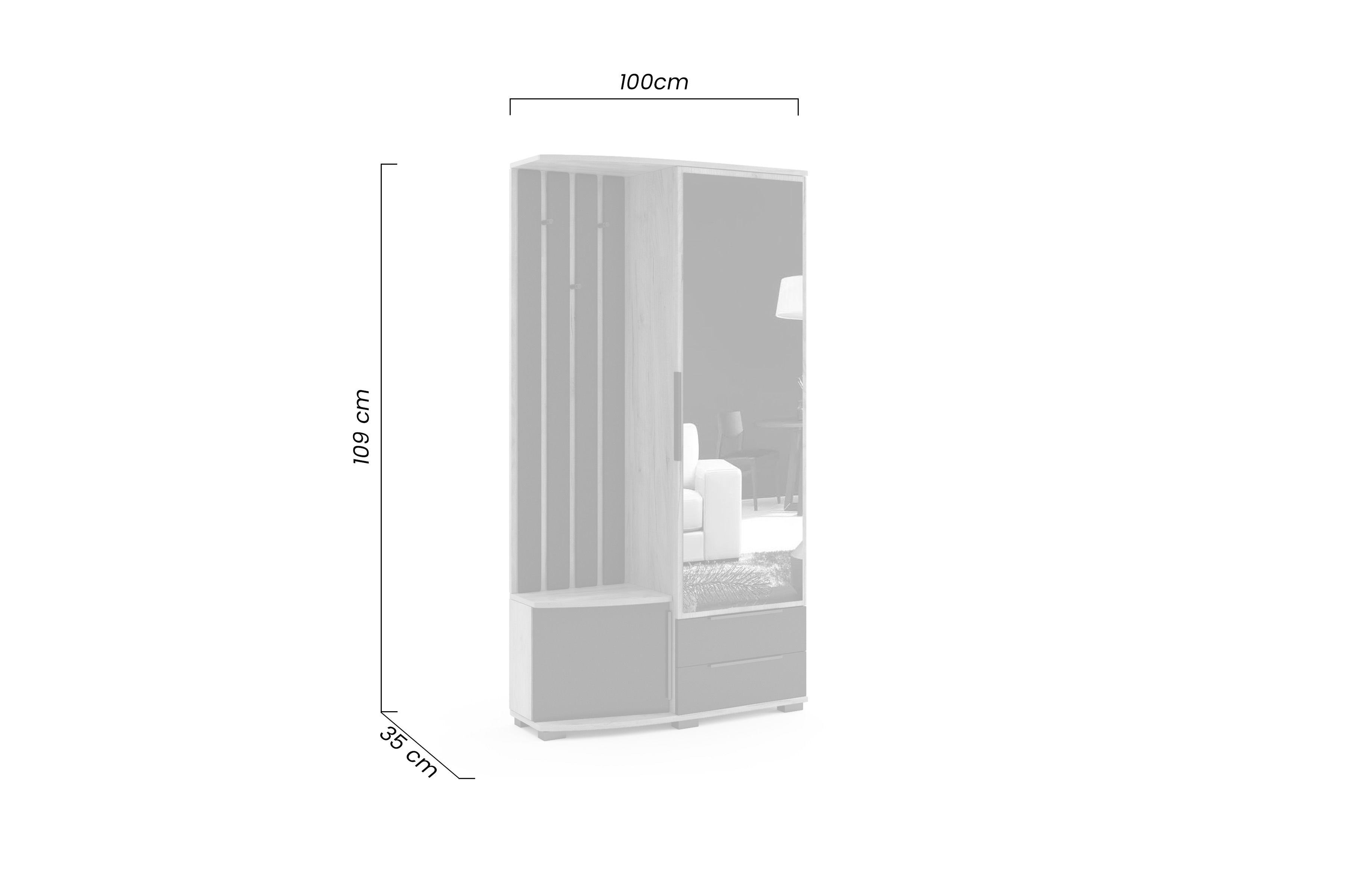 Šatní skříň Mitelia 100 cm pravá se zrcadlem - dub craft / černá šatník Mitelia z zrcadlem 100 cm - craft/černá