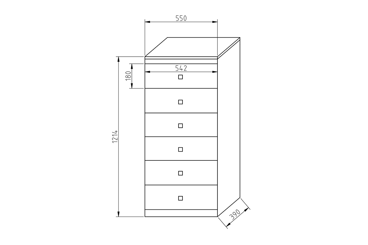 Vysoká komoda Gold 55 cm se zásuvkami Komoda se čtyřmi zásuvkami vysoká Gold 