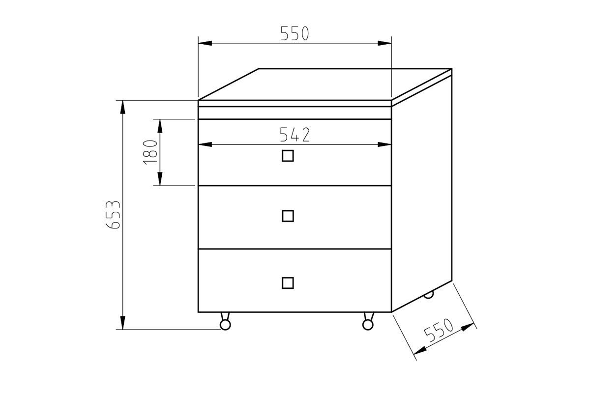 Kontajner Gold na kolieskach so štyrmi zásuvkami Kontajner na kolkach so štyrmi zásuvkami Gold 