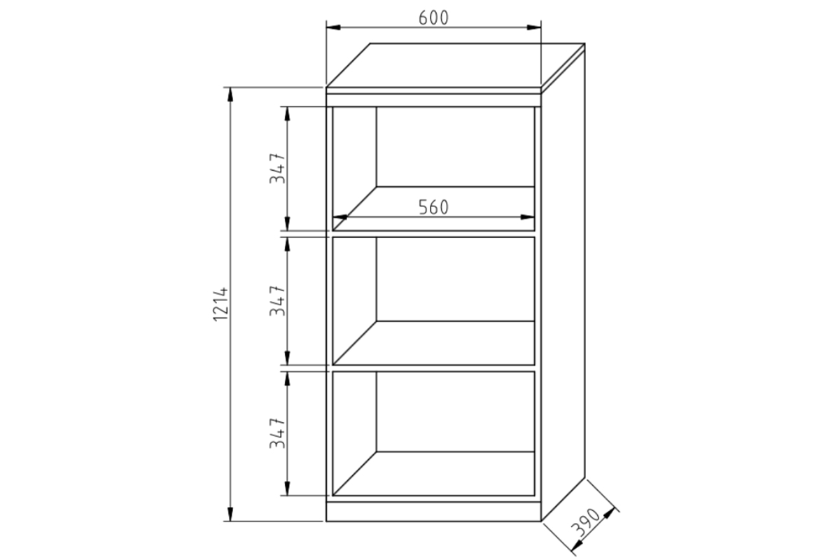 Nízký otevřený regál Gold 60 cm Regál otwarty z dwoma policemi 60 cm Gold 