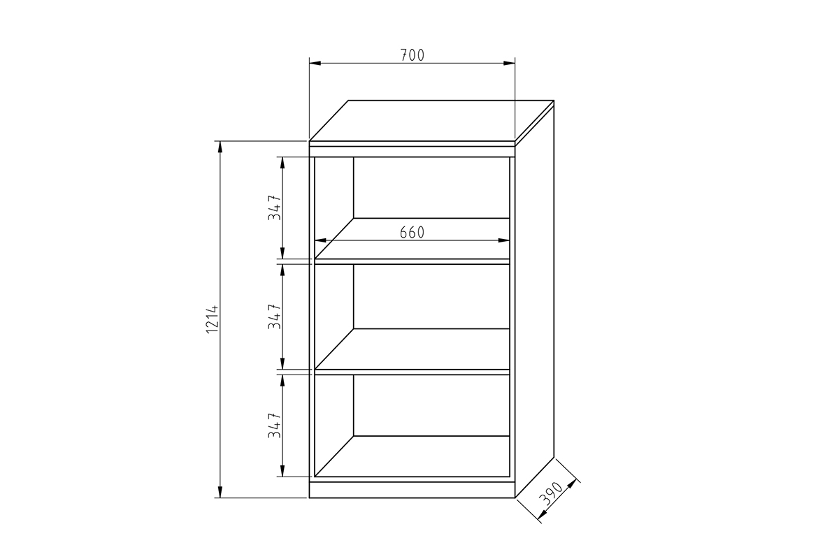 Nízký regál Gold 70 cm Regál otwarty Gold z dwoma policemi 70 cm