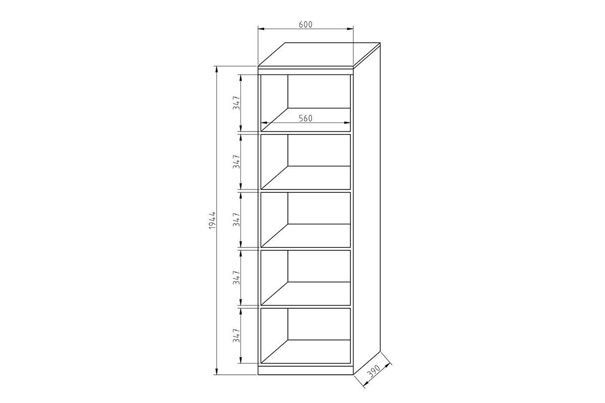 Vysoký regál Gold 60 cm vysoký Regál otvorený Gold z czterema policami 60 cm 