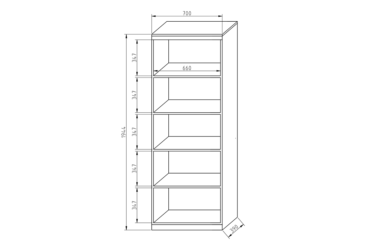 Vysoký otevřený regál Gold 70 cm vysoký Regál otwarty Gold se čtyřmi policemi 70 cm 