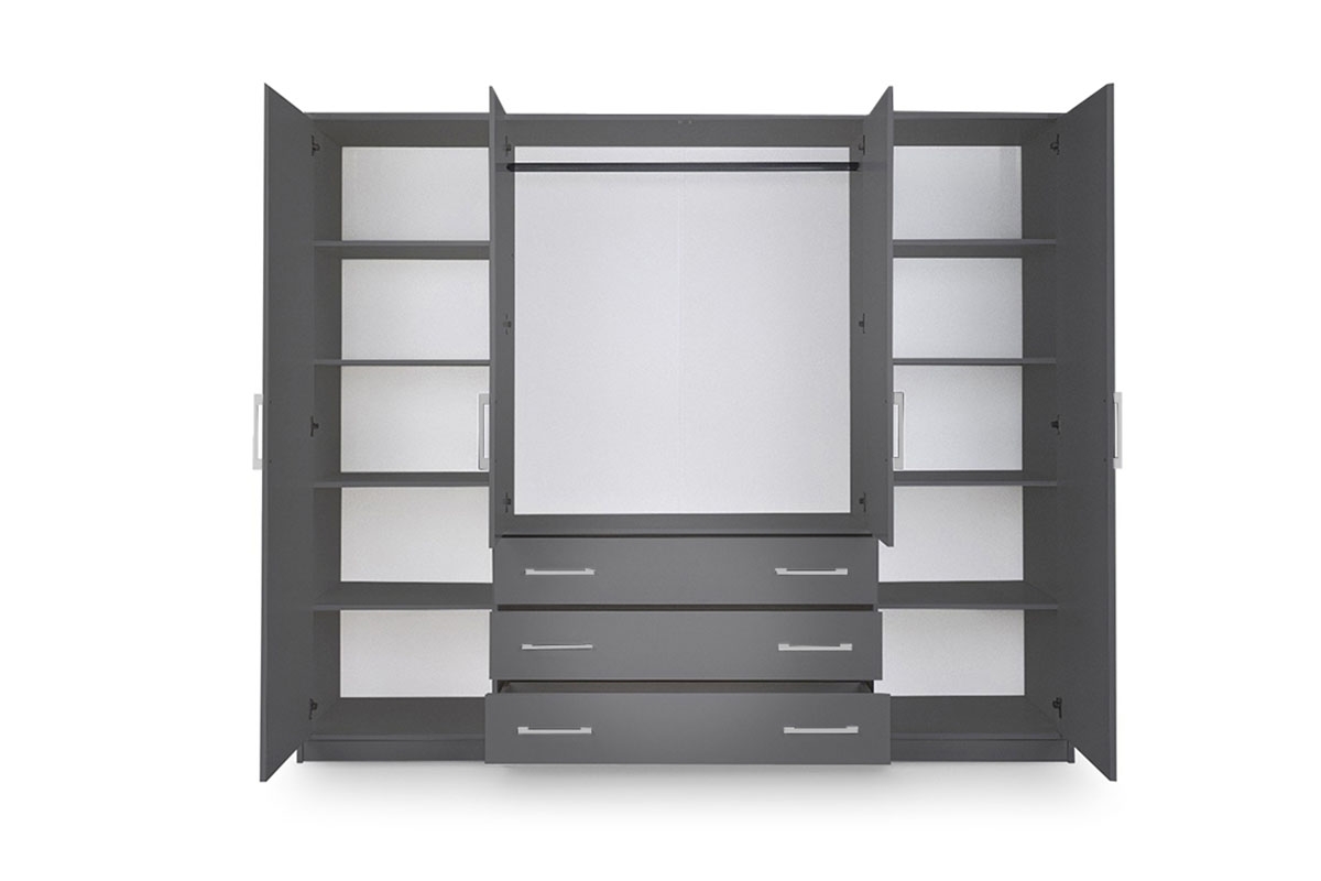 Skříň Bali 240 cm - grafitová skříň Bali D4 wnetrze