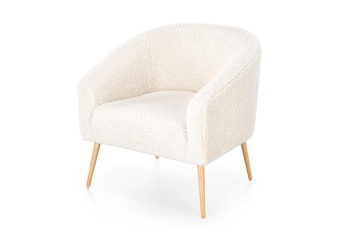 Křeslo Grifon 2 - krémová / přírodní dřevo GRIFON 2 Křeslo Krémový / přírodní