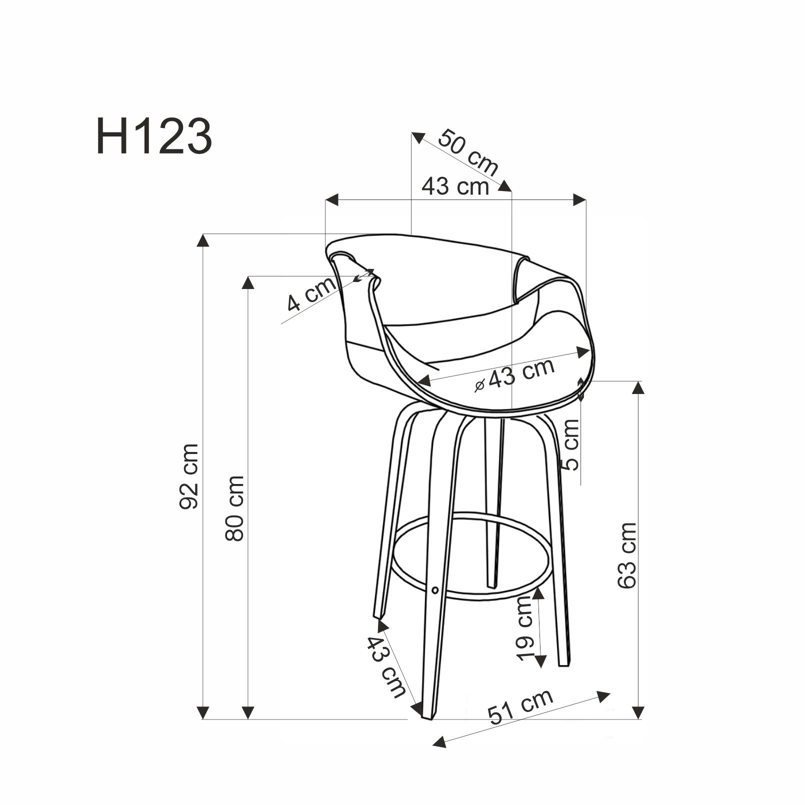 H123 bárszék fekete / dio h123 bárszék fekete / dio