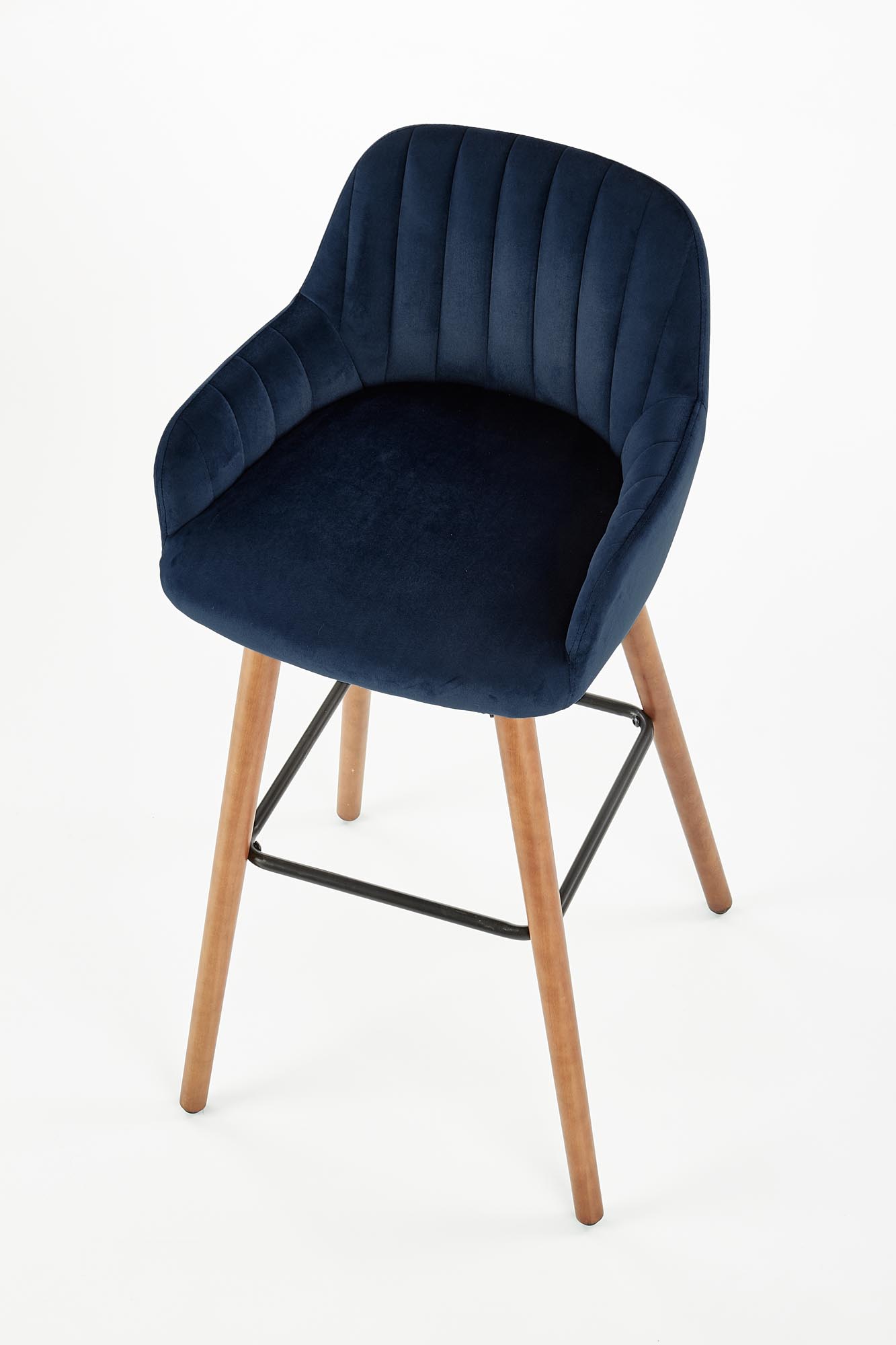 H93 Barová židle Nohy - Ořech, Čalounění - tmavě modré h93 Barová židle Nohy - Ořech, Čalounění - tmavě modré