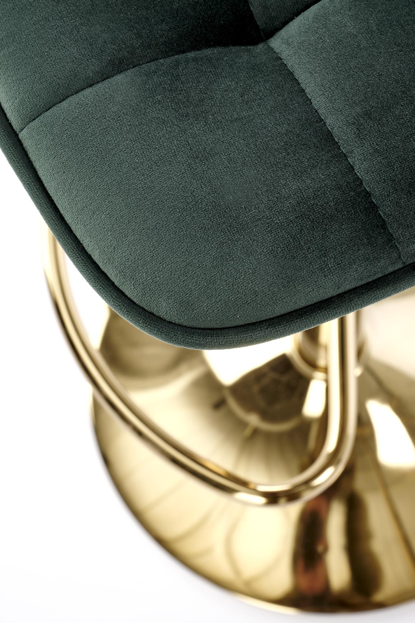 H120 Barová židle Nohy - zlaté, Sedák - tmavý Zelený (1p=1szt) Barová židle čalouněná h120 - tmavý Zelený / Podstavec