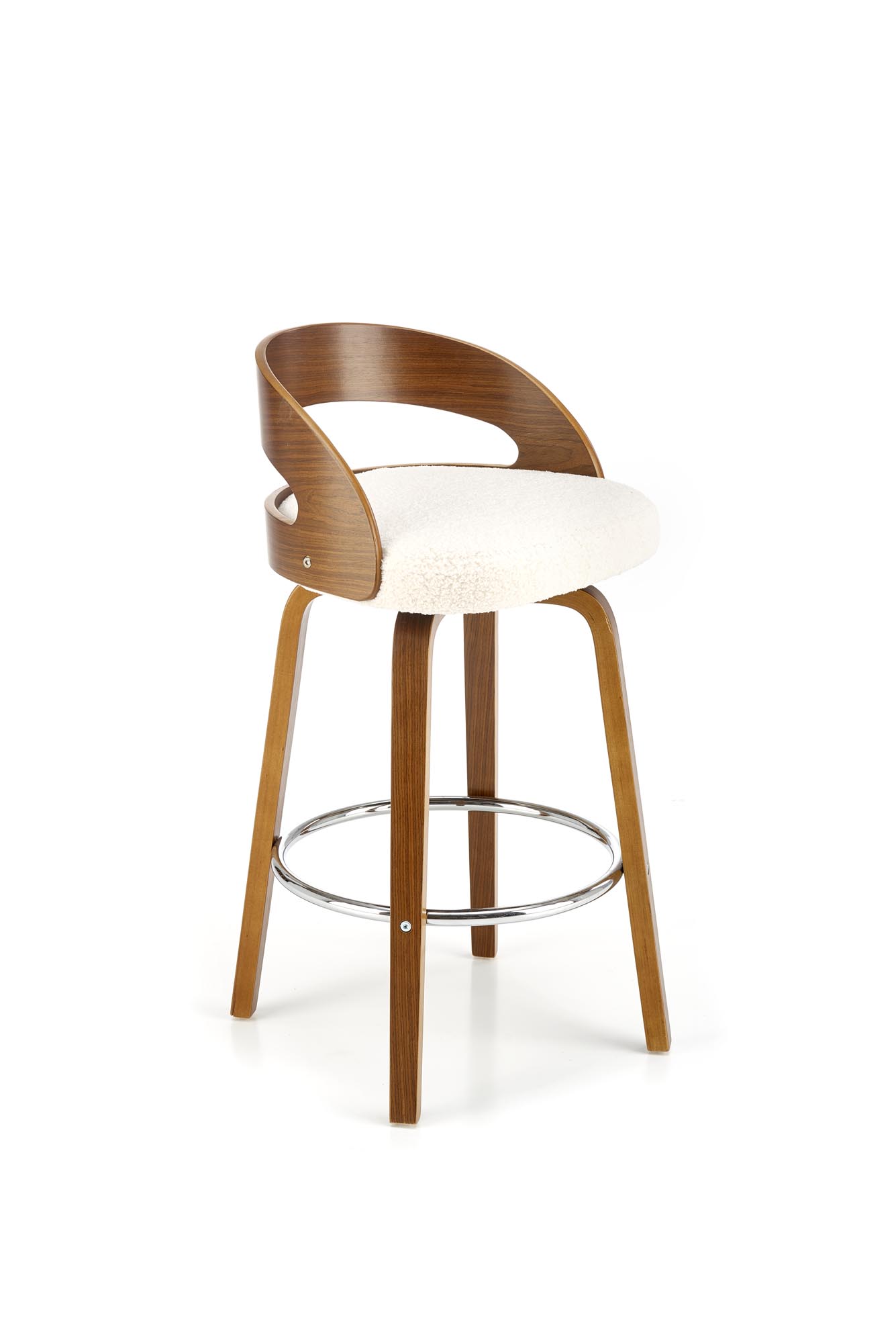 H110 Barová židle Krémový / ořechový Barová židle s čalouněným sedákem h110 - Krém / Ořech