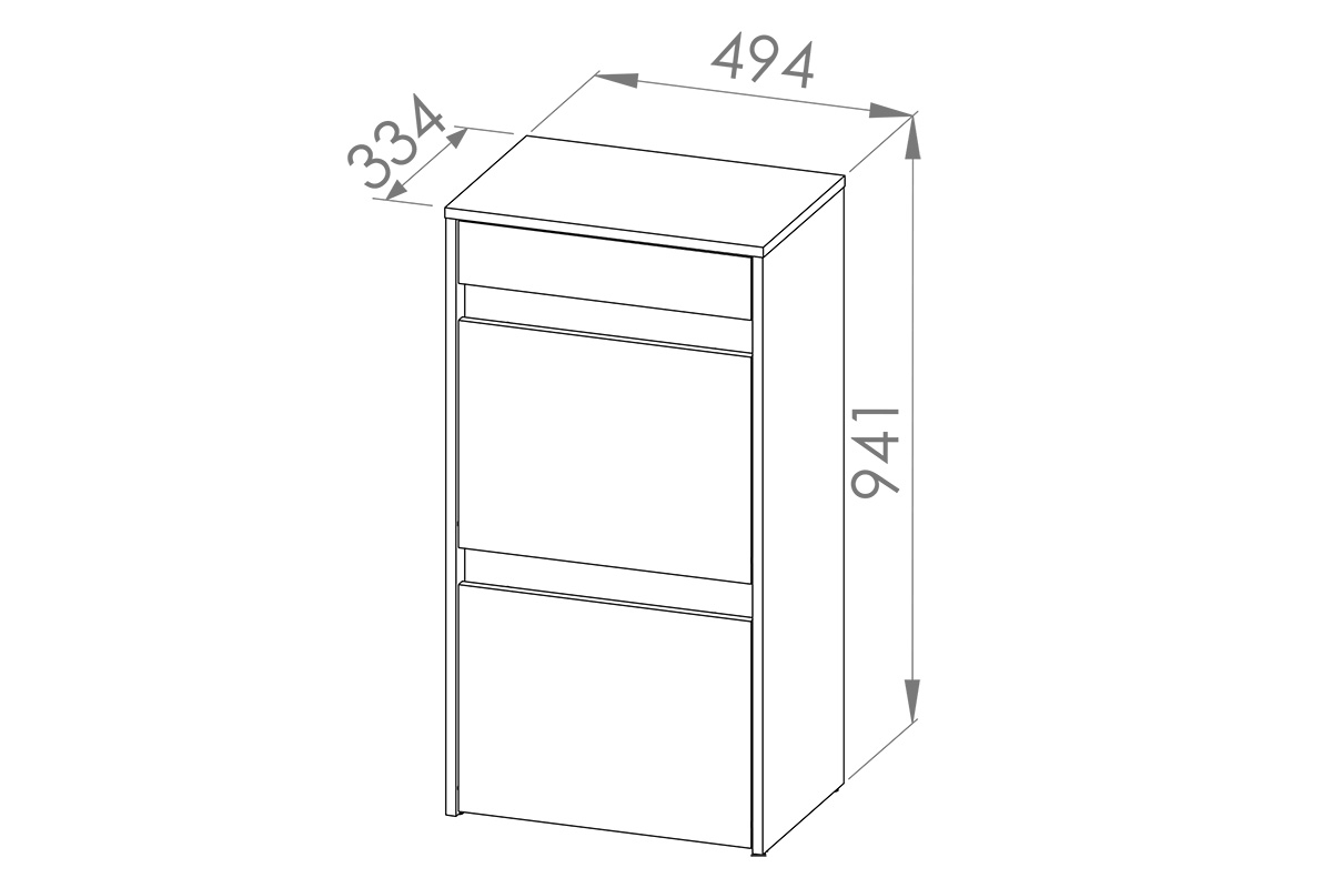 Skrinka na topánky Arachi 04 so zásuvkou 50 cm - borovica snežná / antracitová Skrinka na topánky z szuflada Hyga 04 - Borovica sNiezna / Antracytová - Rozmery