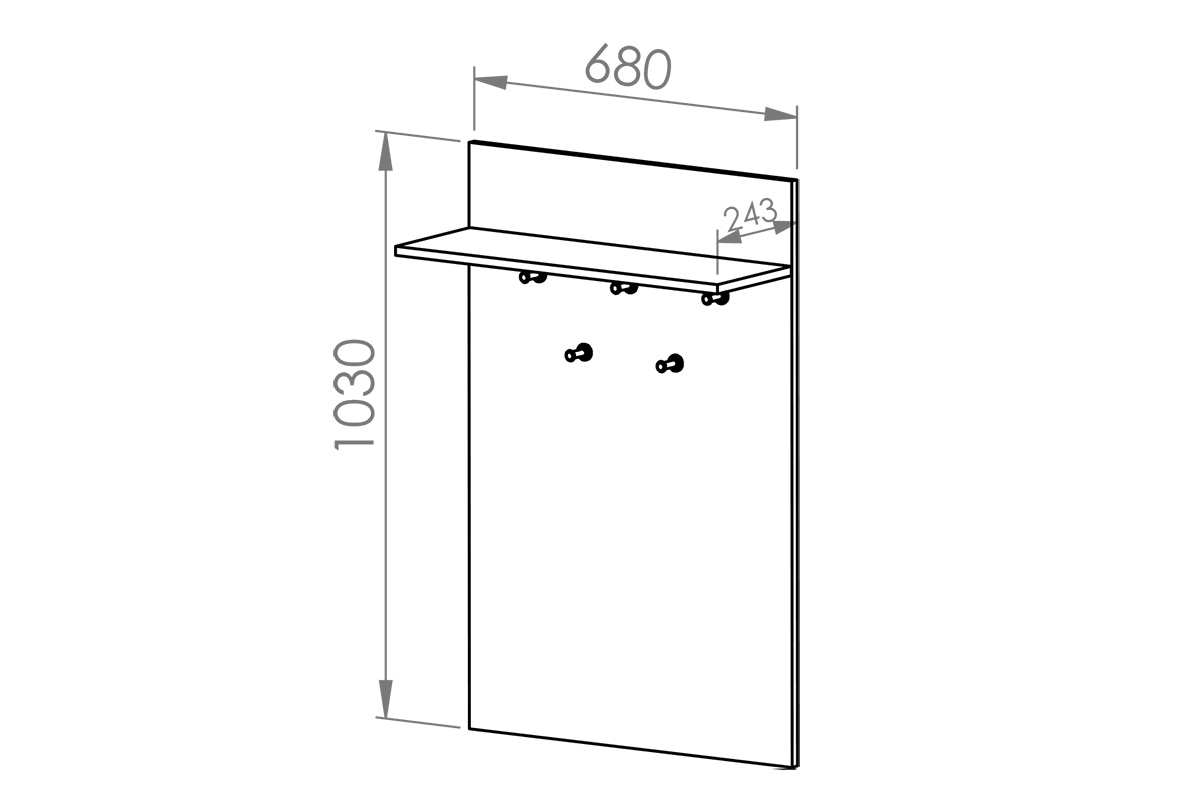 Věšák Migoz 68 cm pro předsíň s policí - dub sonoma světlý Věšák na sciane