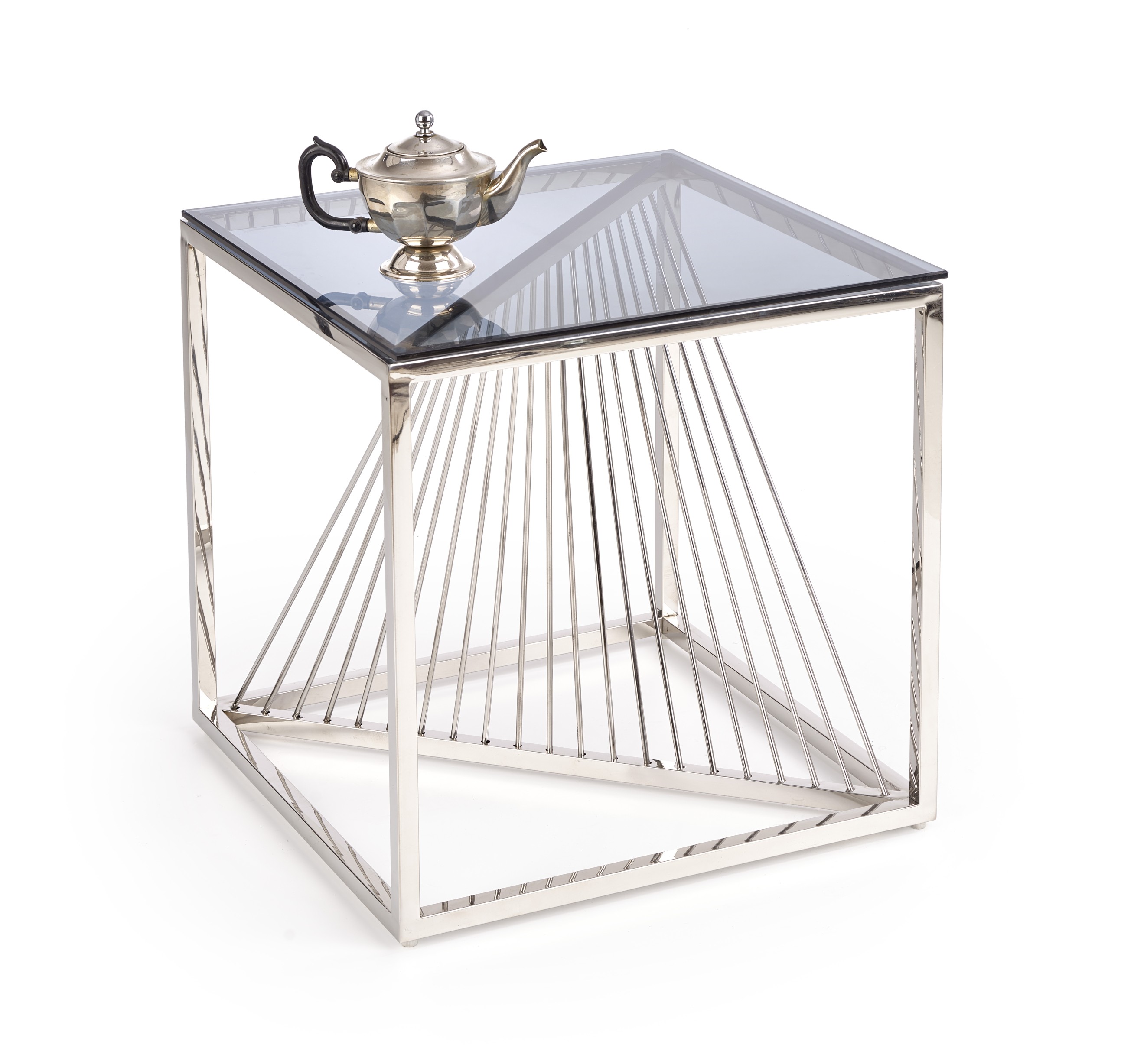 INFINITY négyzet alakú dohányzóasztal, talapzat - ezüst, üveg - füstölt infinity Čtverec Konferenční stolek, Rošt - Stříbrný, Sklo - kouřový