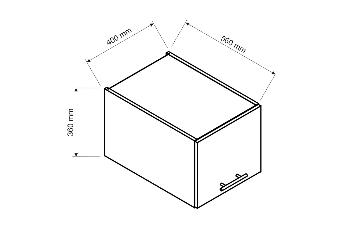 Závěsná digestořová skříňka Irma W40 OKGR/560 Skříňka s rozměry