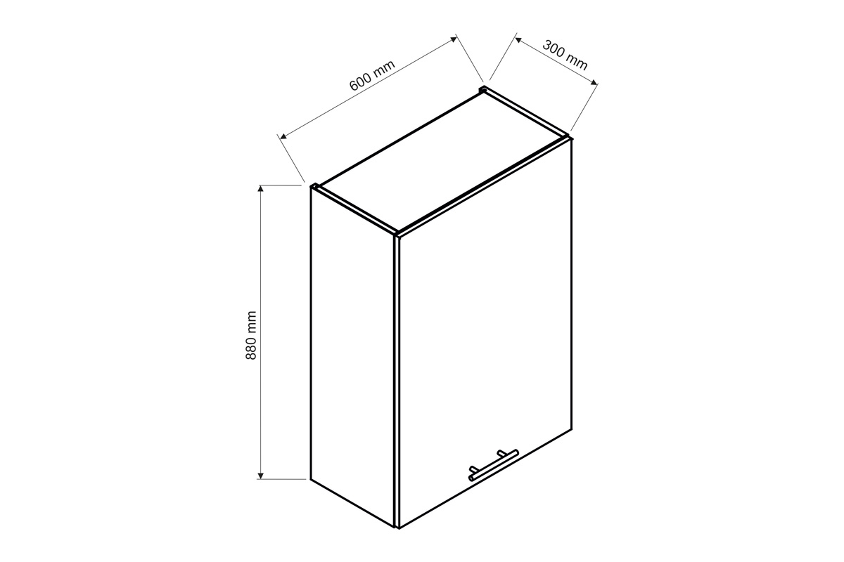 Irma W60/88 SLIM P/L - závesná skrinka s digestorom striebornym Skrinka z wymiarami 