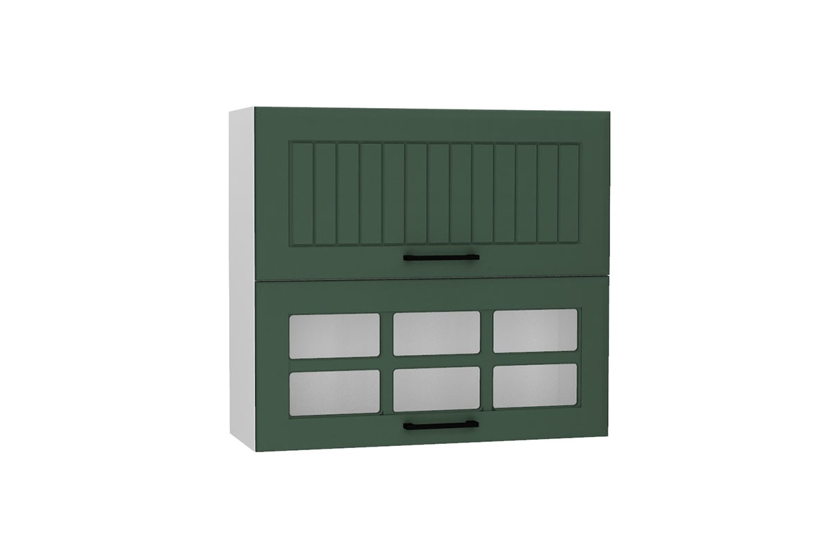 Závěsná skříňka Irma W80 GRF/2 SD s výklopnými čely Skříňka kuchyňská s částečně proskleným čelem