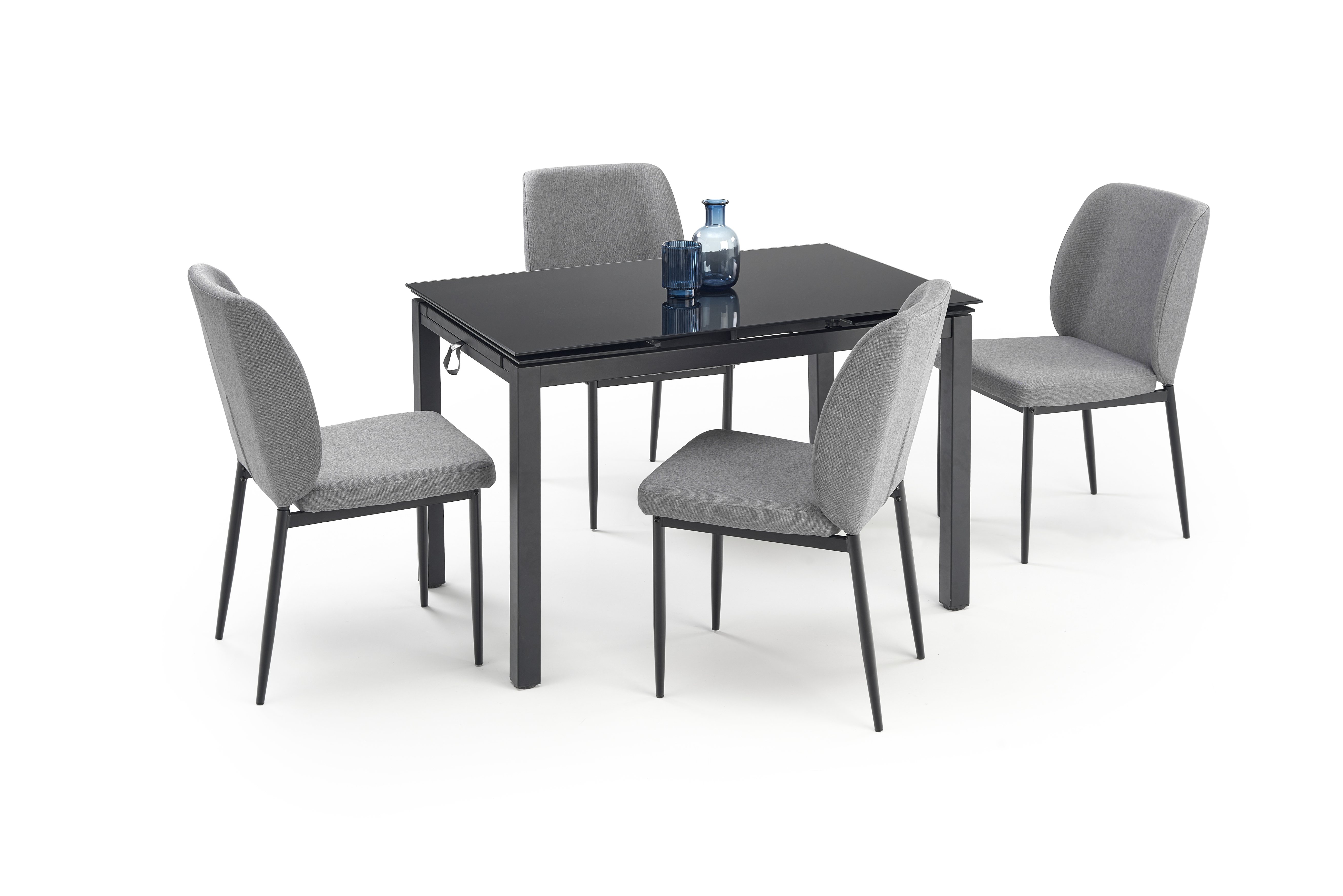 Jedálenský set JASPER 4+1 - čierna / sivá jasper stôl + 4 Stoličky