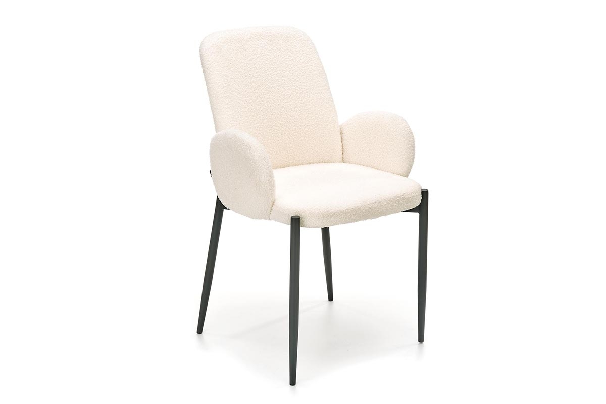 Čalouněná židle Estavio s područkami - krémová látka bouclé K477 Židle Krémový