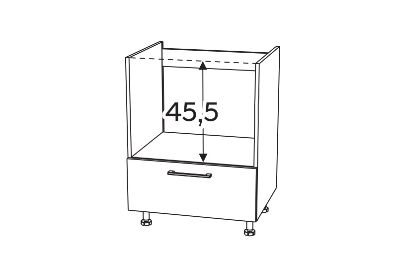 Kuchyňská skříňka KAMMONO F11 DPKSS60 pod vestavbu kompaktní trouby se zásuvkou KAMMONO F11 DPKSS60 - Skříňka kuchyňská pod zabudowe kompaktowego piekarnika