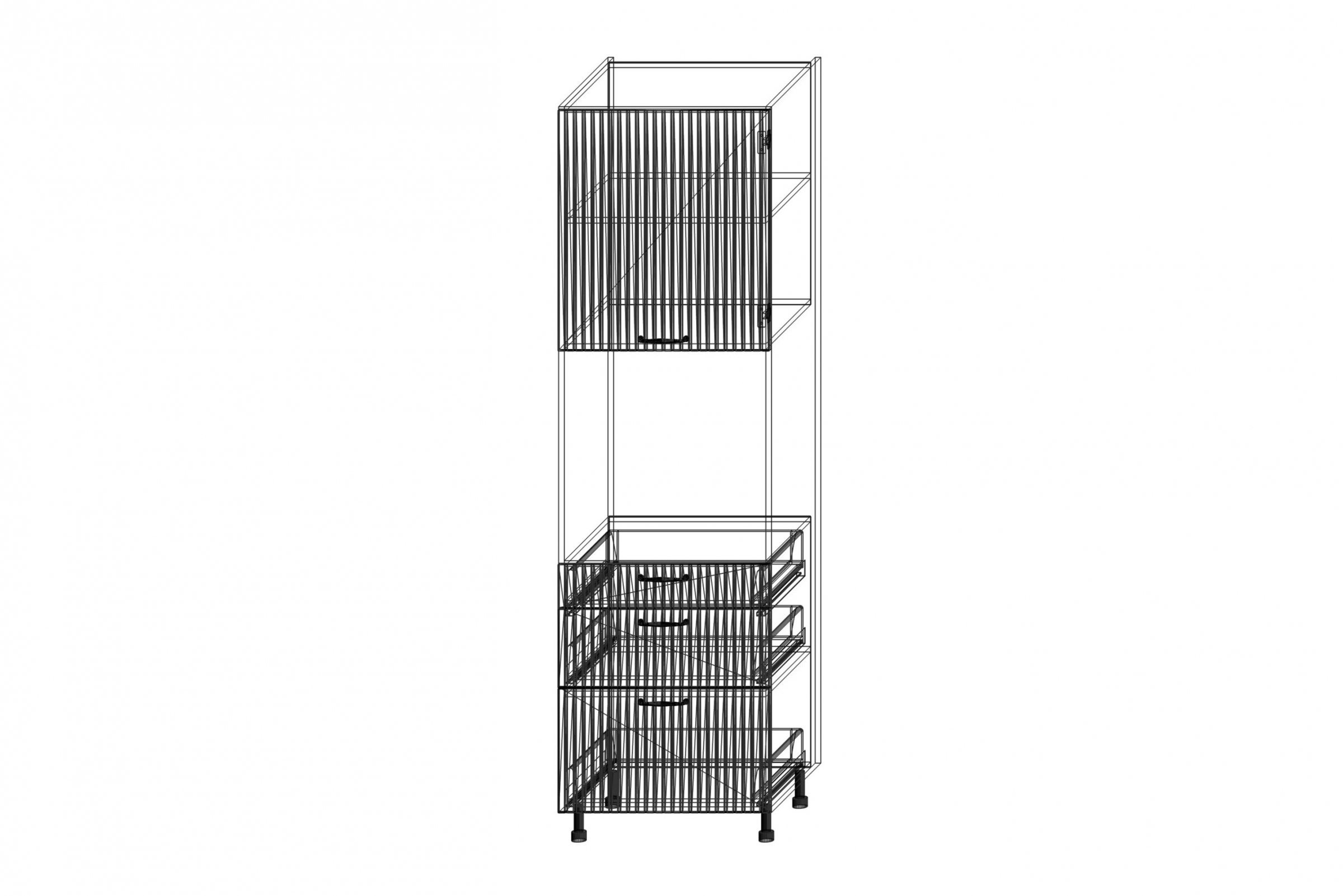 Vysoká kuchyňská skříňka Kammono F11 SDP60SS3/71 se zásuvkami pro vestavnou troubu KAMMONO F11 SDP60SS3/71 - regál kuchenny s zásuvkami do zabudowy piekarnika