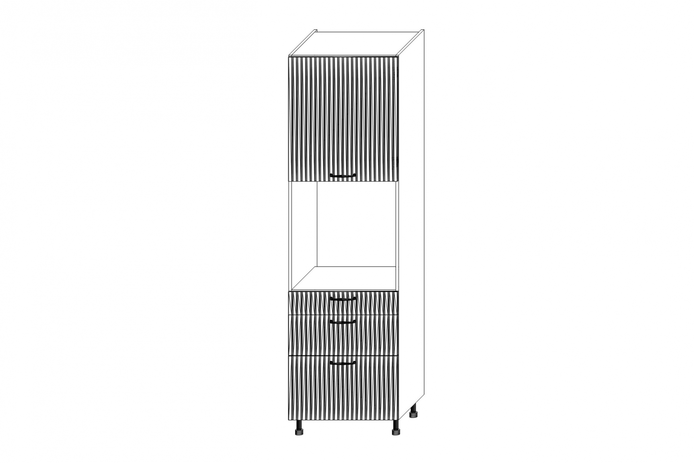 Vysoká kuchyňská skříňka Kammono F11 SDP60SS3/71 se zásuvkami pro vestavnou troubu KAMMONO F11 SDP60SS3/71 - regál kuchenny s zásuvkami do zabudowy piekarnika