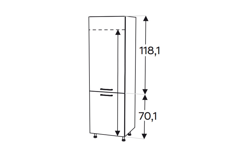 Kuchyňský regál KAMMONO F11 SL60 pro vestavbu lednice KAMMONO F11 SL60 - Skříňka do zabudowy lodowki