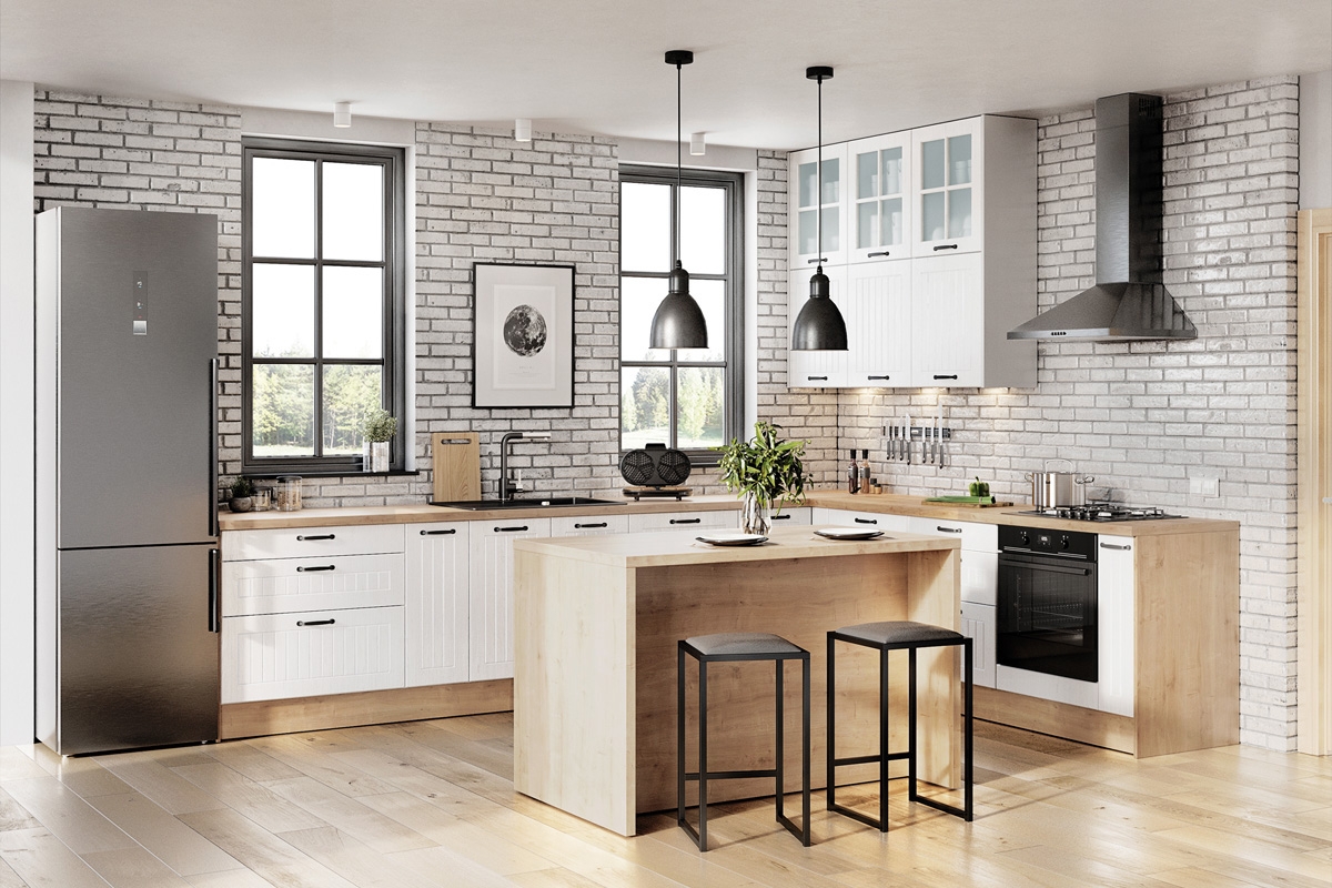 Dolní kuchyňská skříňka Kammono F DZ60.1 – 1dveřová pod dřez Kuchyně Kammono F7 aranzacja - Barevný odstín Bílá 