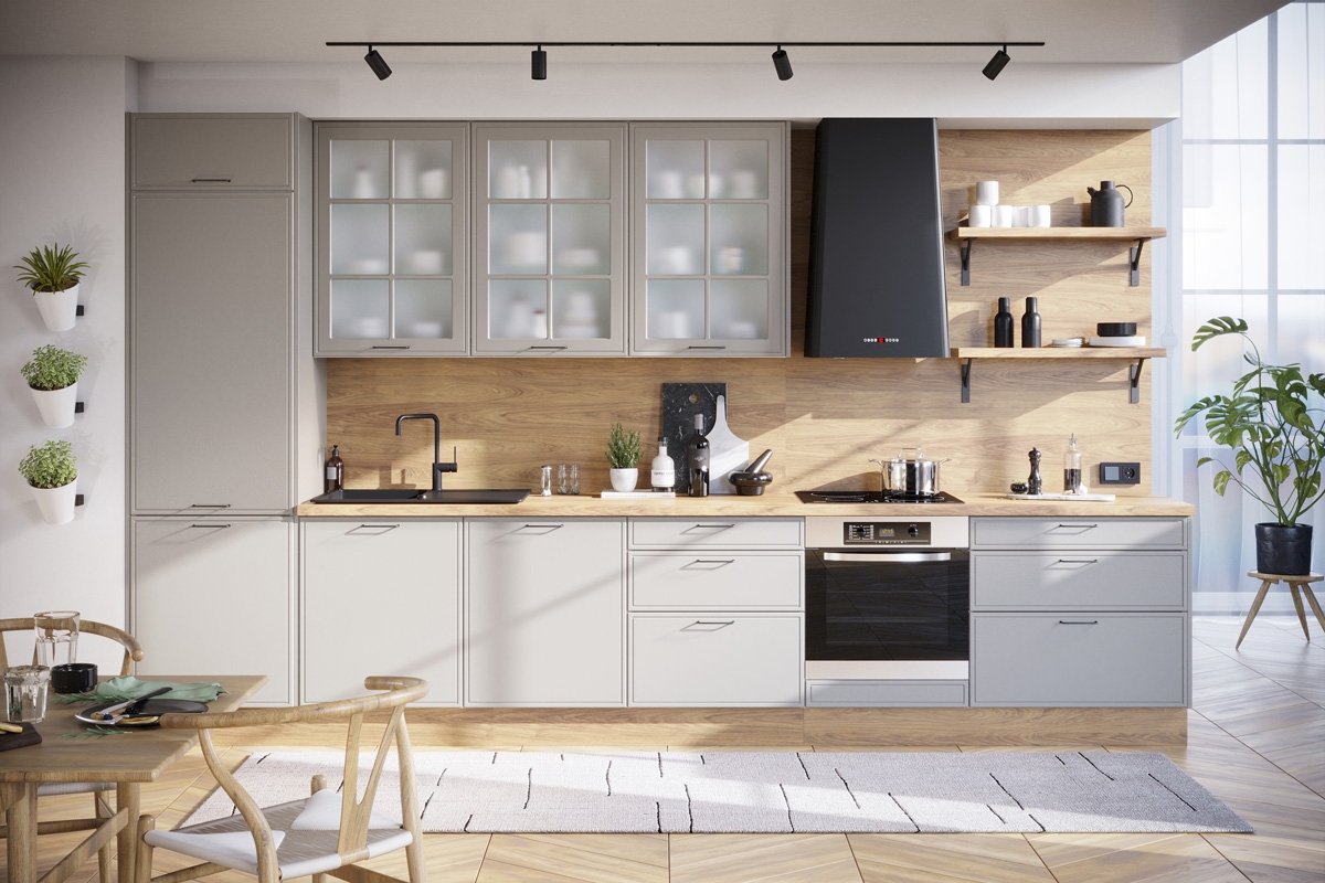 Čelní panel Kammono F FZMYW60 – pro myčku 60 cm s plným krytím Kuchyně Kammono F8 aranzacja - Barevný odstín Dub Skalny 