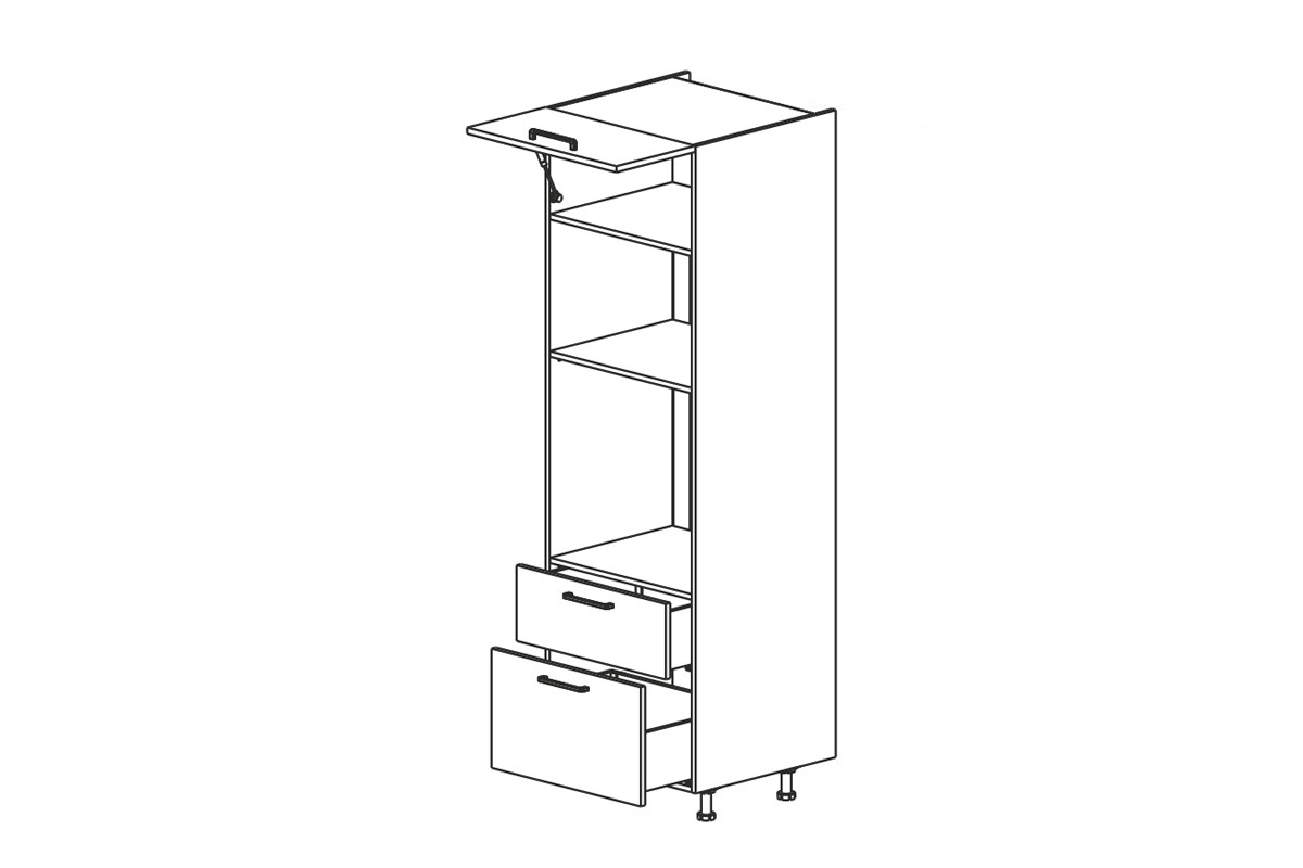 Vysoká kuchyňská skříň Kammono K2 SPM60SS2 pro vestavbu trouby a mikrovlnné trouby Skříňka kuchyňská pod zabudowe piekarnika i mikrofali 