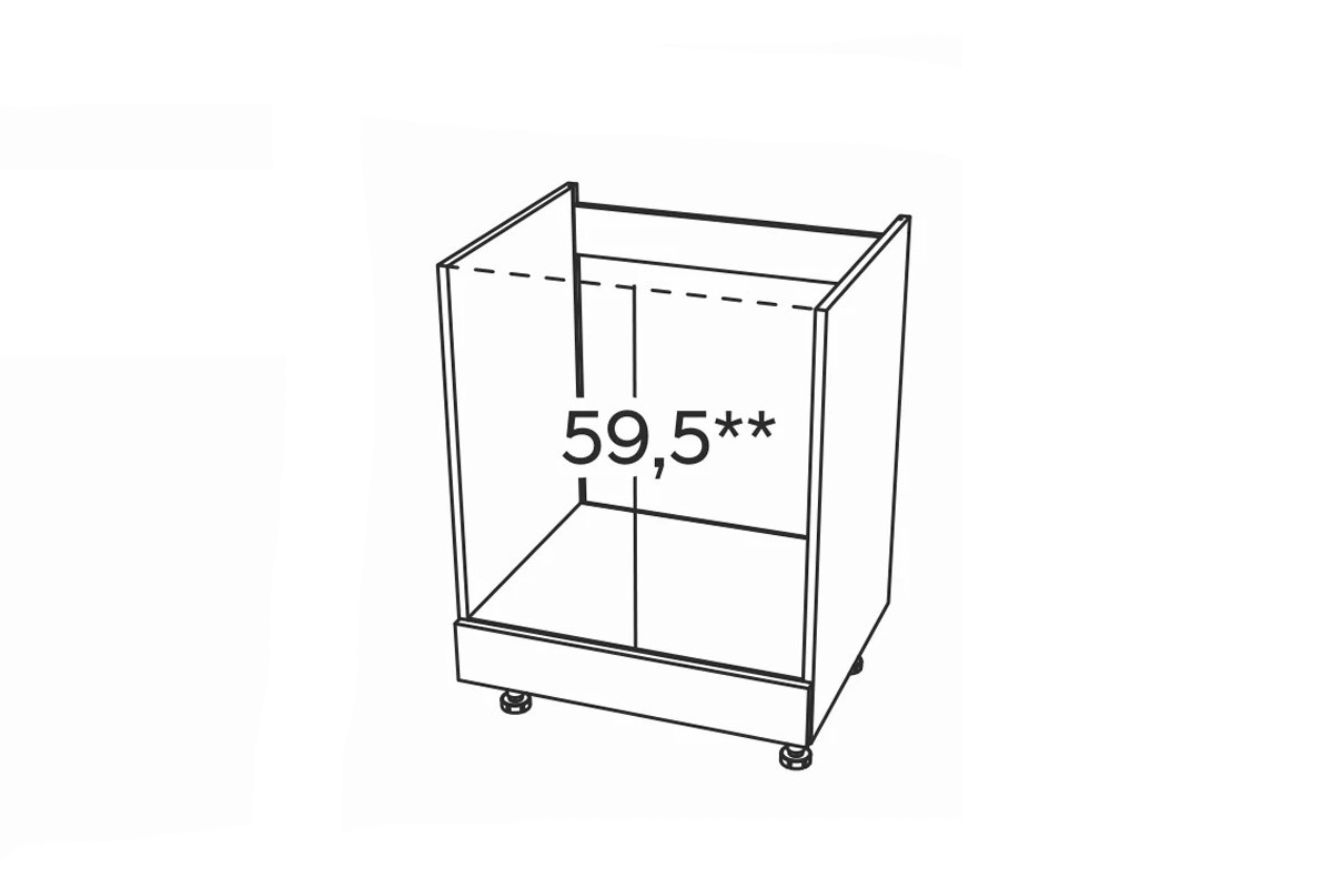 Spodní kuchyňská skříňka KAMMONO M4 DP45 pro vestavnou troubu szkic Skříňky do vestavnou troubu 