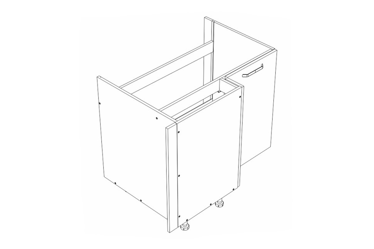 Rohová dřezová kuchyňská skříňka KAMMONO M4 DRZ100x70 Skříňka szkic kammono 