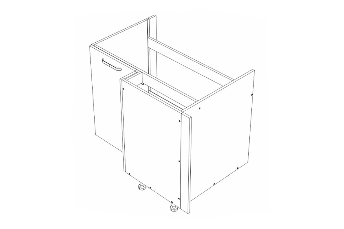 Rohová dřezová kuchyňská skříňka KAMMONO M4 DRZ100x70 szkic Skříňky kam 