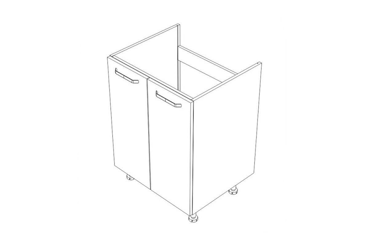 Dřezová dvoudveřová kuchyňská skříňka KAMMONO M4 DZ60 szkic Skříňky dwudrzwiowej 