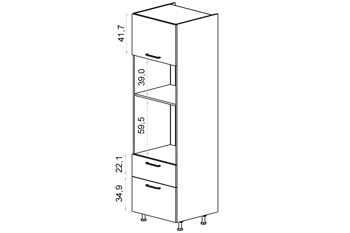 KAMMONO M4 SPM60SS2/71 - Skrinka na vstavanú rúru a mikrovlnku KAMMONO M4 SPM60SS2/71 - Skrinka regál pre vstavanu ruru i mikrofalowki so zásuvkami