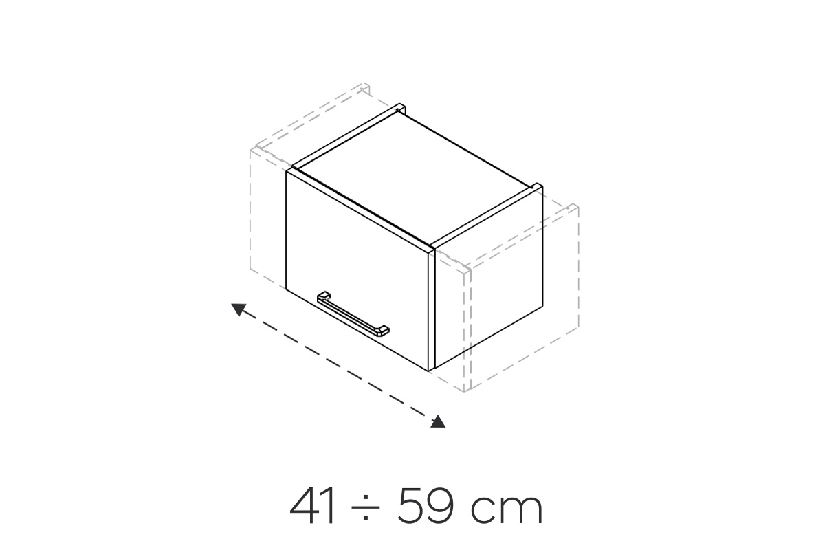 Nastavitelná závěsná kuchyňská skříňka KAMMONO M4 WO__/29_SPEC s výklopnými dvířky KAMMONO M4 WO__/29_SPEC - Skříňka závěsná regulowana z frontem uchylnym - szkic 