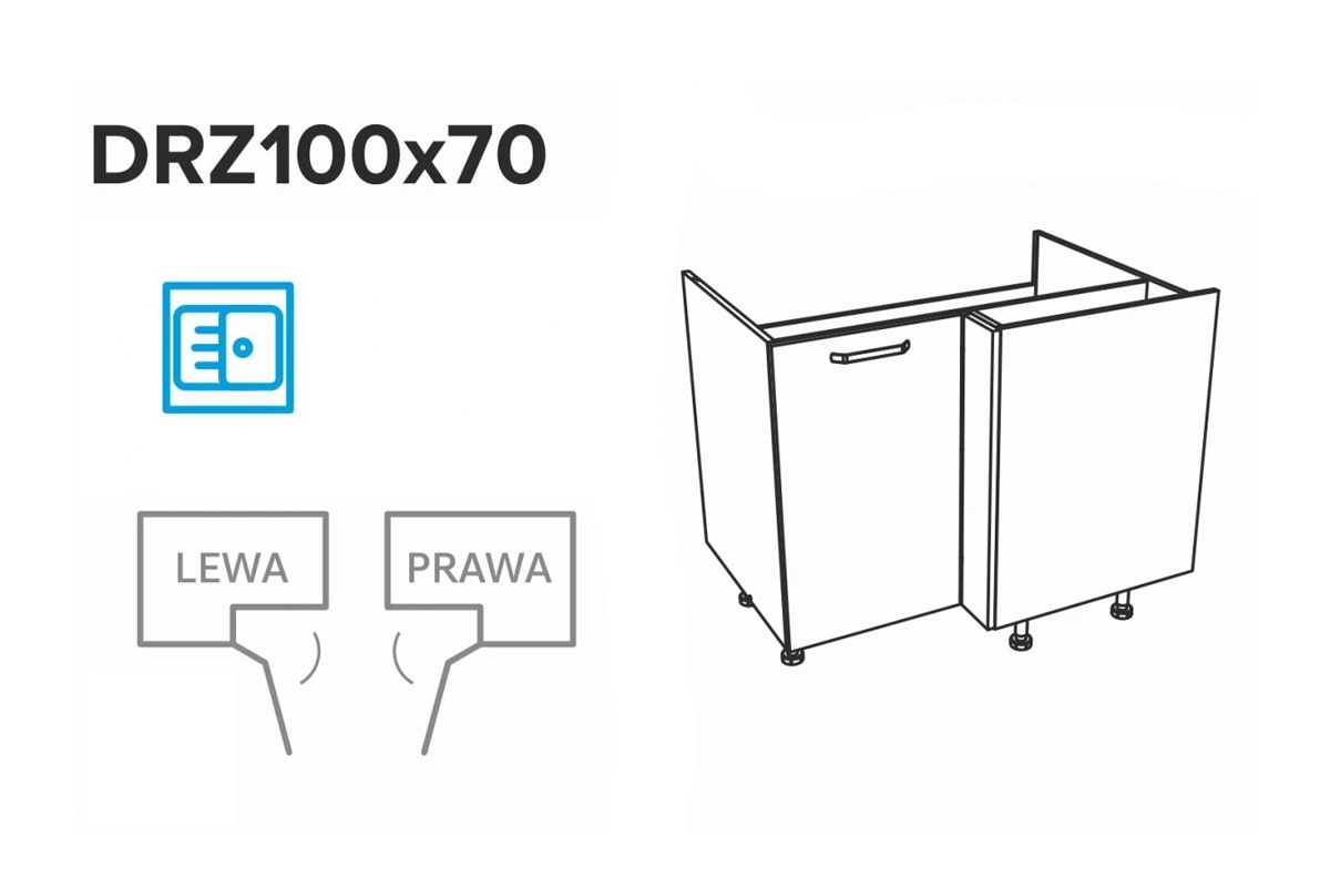 KAMMONO P4 DRP100x70 - Skrinka jednodverová rohová Skrinka rohová kammono 