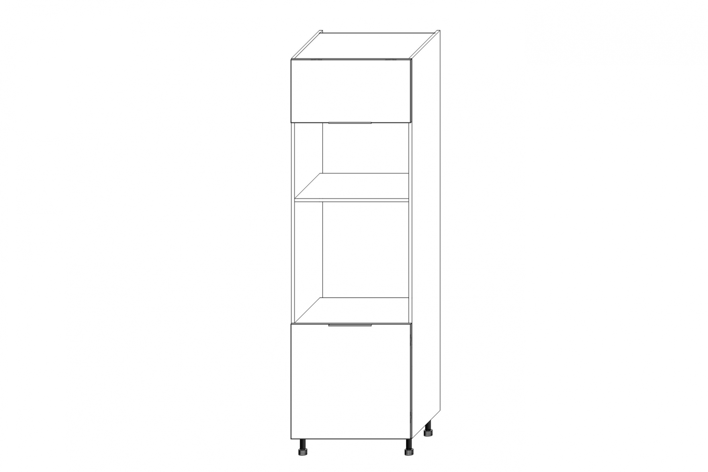 Vysoká kuchyňská skříň Kammono K2 SPM60 pro vestavbu trouby a mikrovlnné trouby KAMMONO SPM60 - vysoká skříňka pro zabudowy piekarnika i mikrofalowki - P2 i K2 BLACK