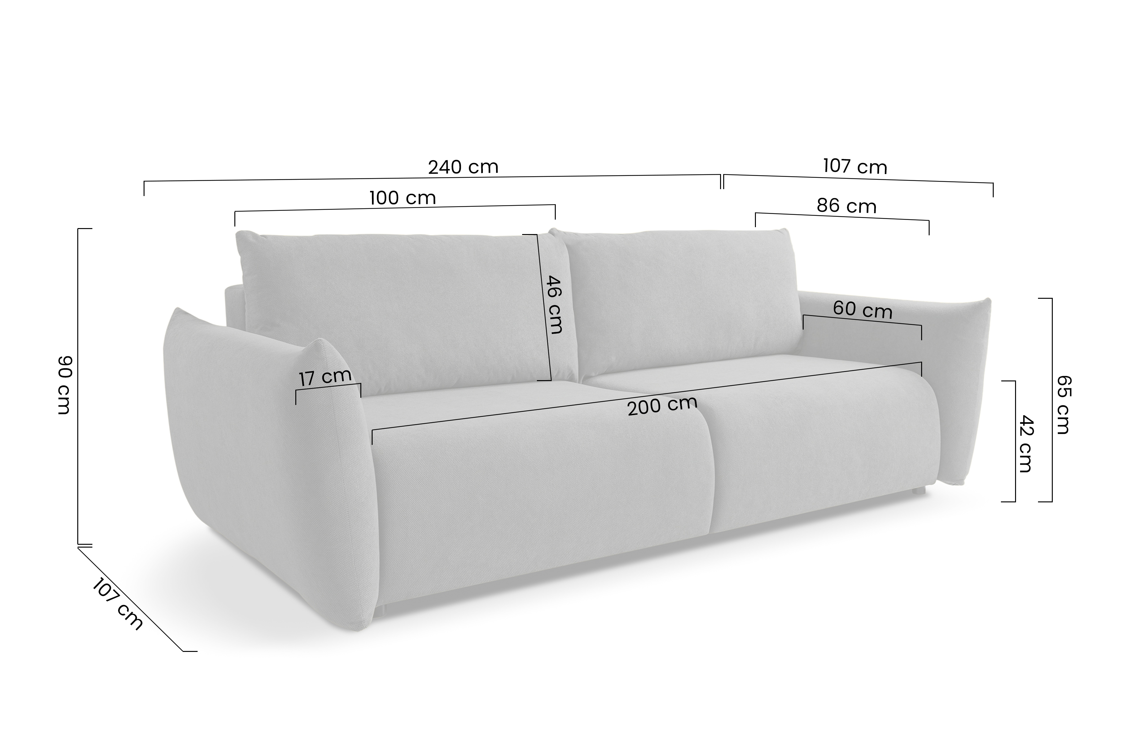 Rozkládací pohovka Calma - béžová Curio 09 Pohovka Calma rozkladana - béžová Pletenina hydrofobowa Curio 09