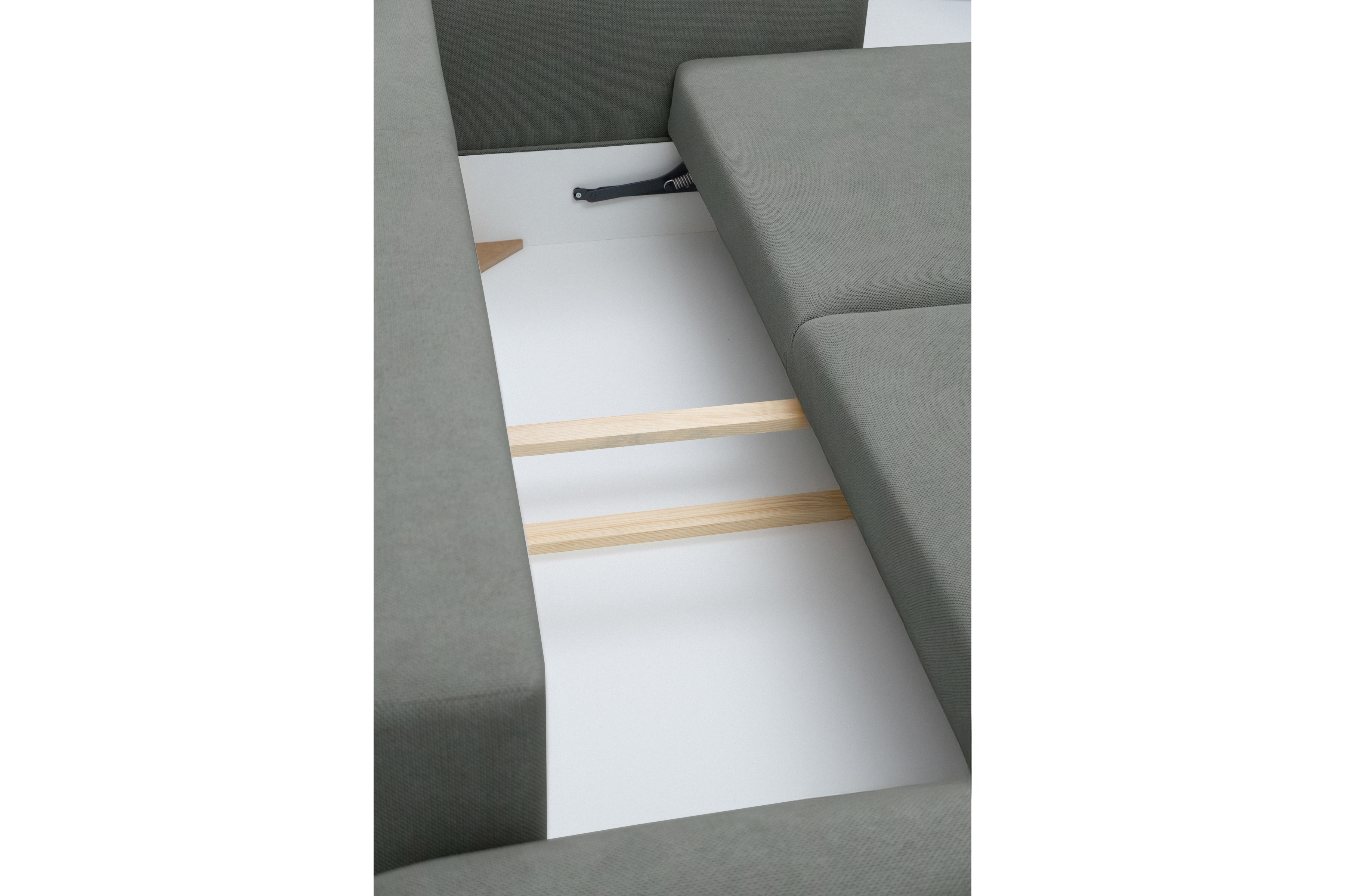 Rozkládací pohovka Calma - šedá Curio 93 Pohovka Calma rozkladana - šedá Pletenina hydrofobowa Curio 93