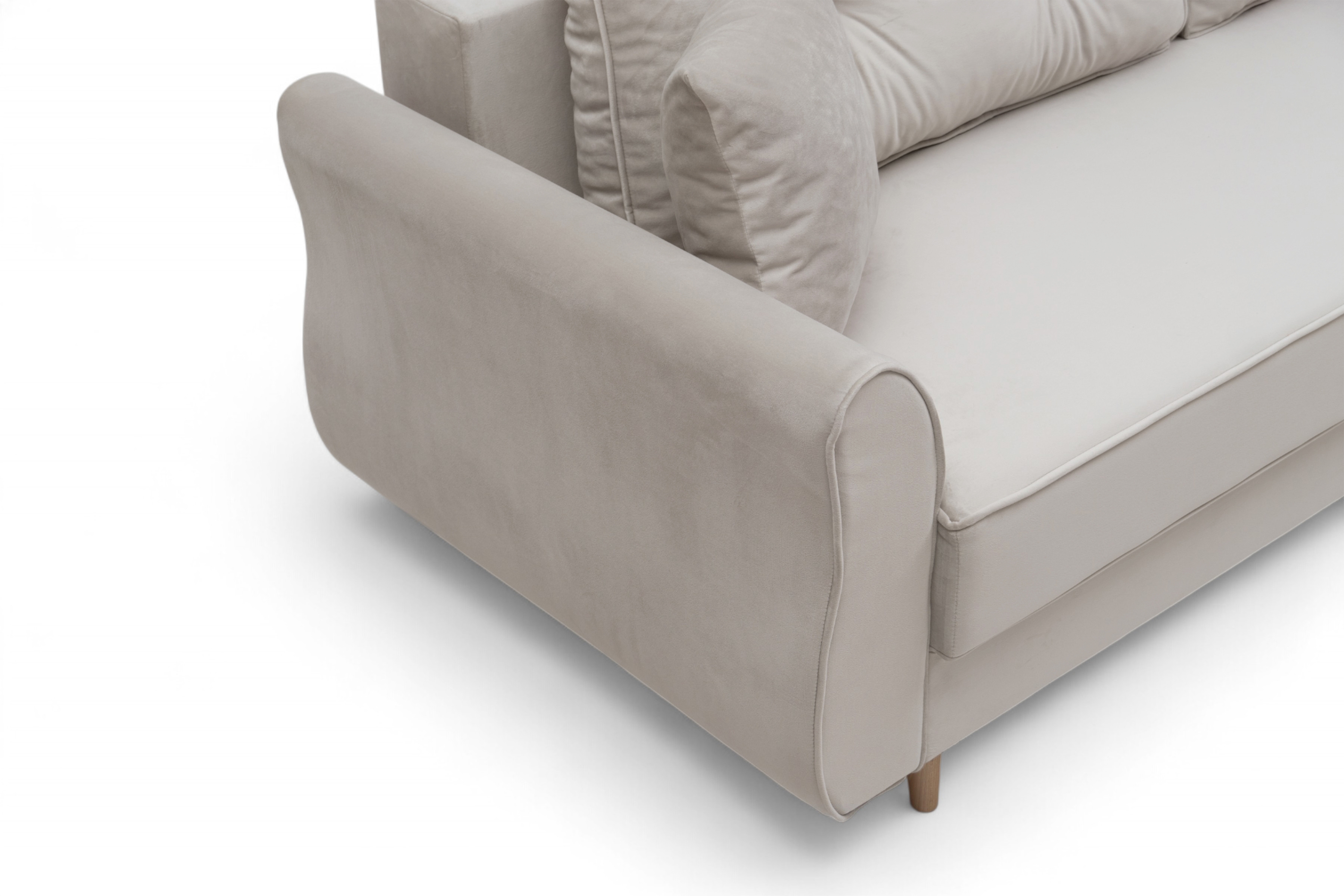 Rozkládací pohovka Carla - krémový samet Velluto 1 / nožky buk Pohovka Carla rozkládací - Krémový samet Velluto 1 / buk 