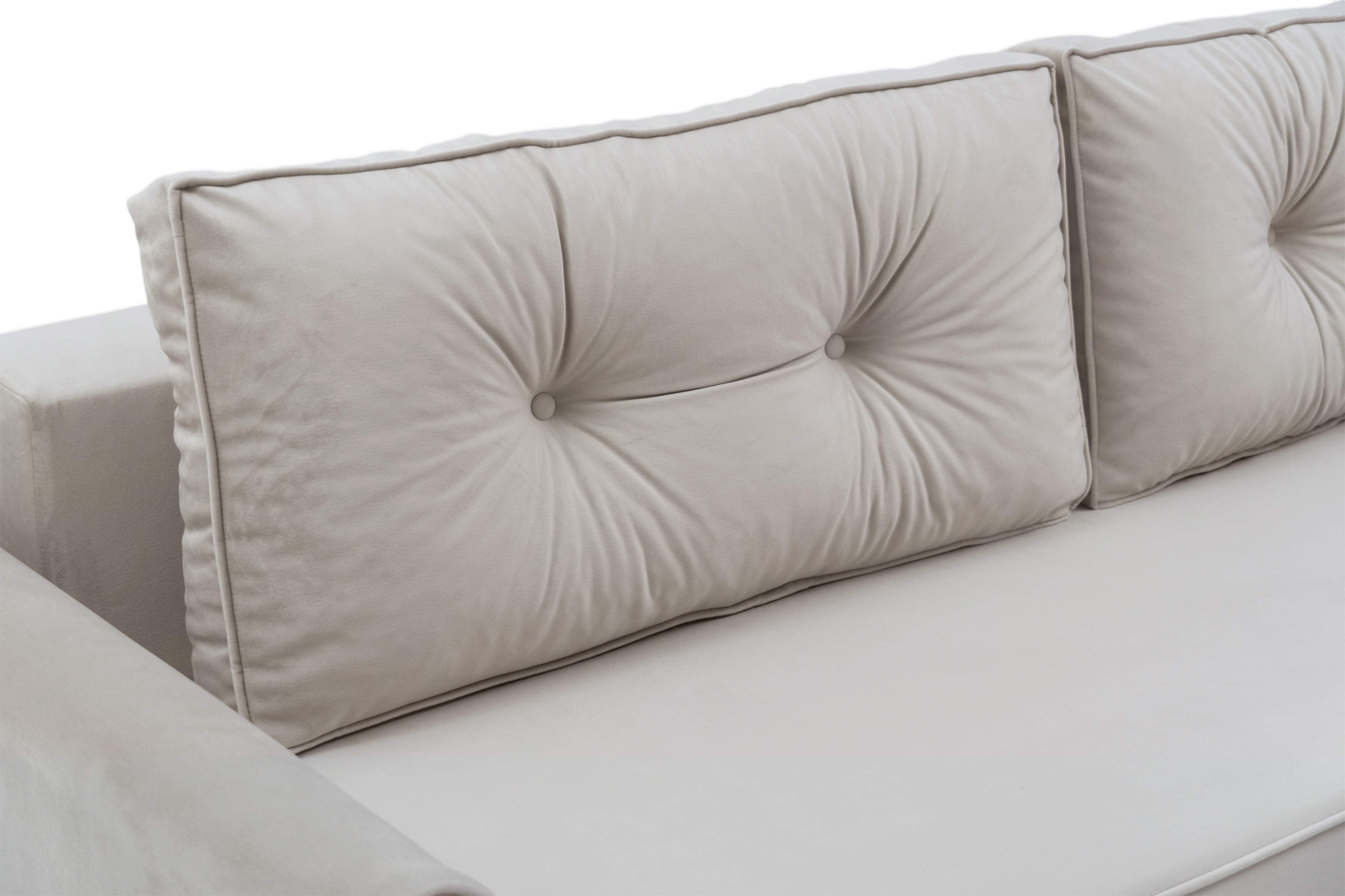 Rozkládací pohovka Carla - krémový samet Velluto 1 / nožky buk Pohovka Carla rozkládací - Krémový samet Velluto 1 / buk 