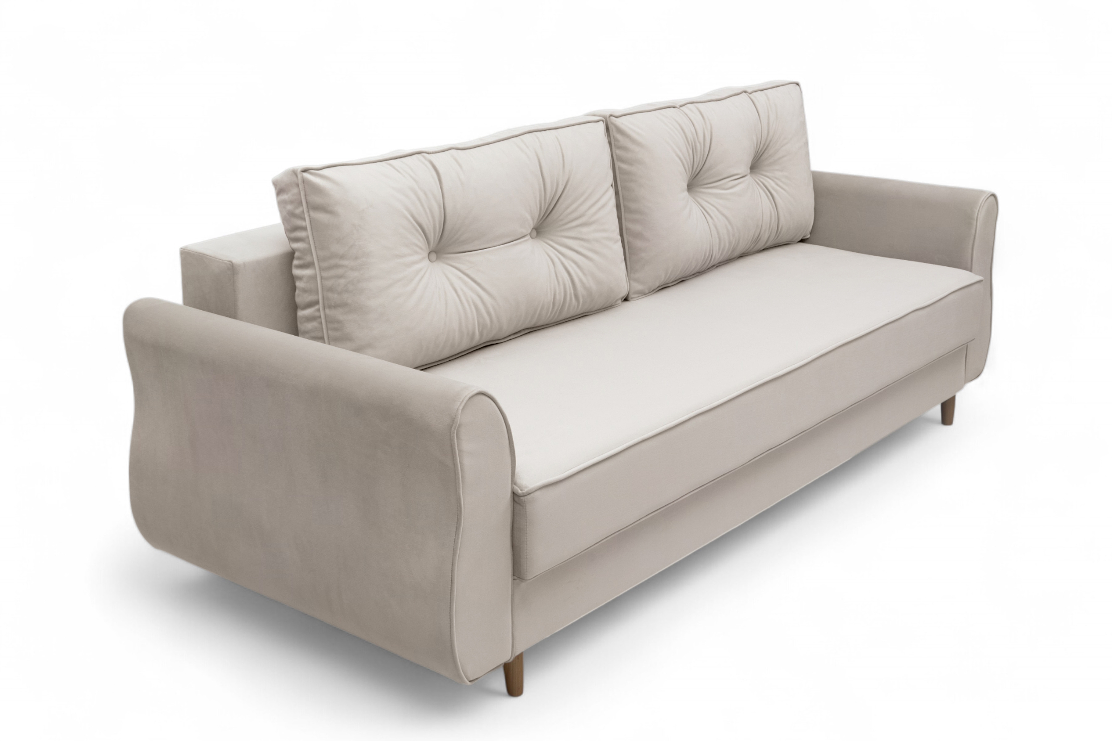 Rozkládací pohovka Carla - krémový samet Velluto 1 / nožky buk Pohovka Carla rozkládací - Krémový samet Velluto 1 / buk 